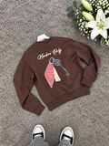 Members Nakışlı Oversize Sweatshirt Kahverengi