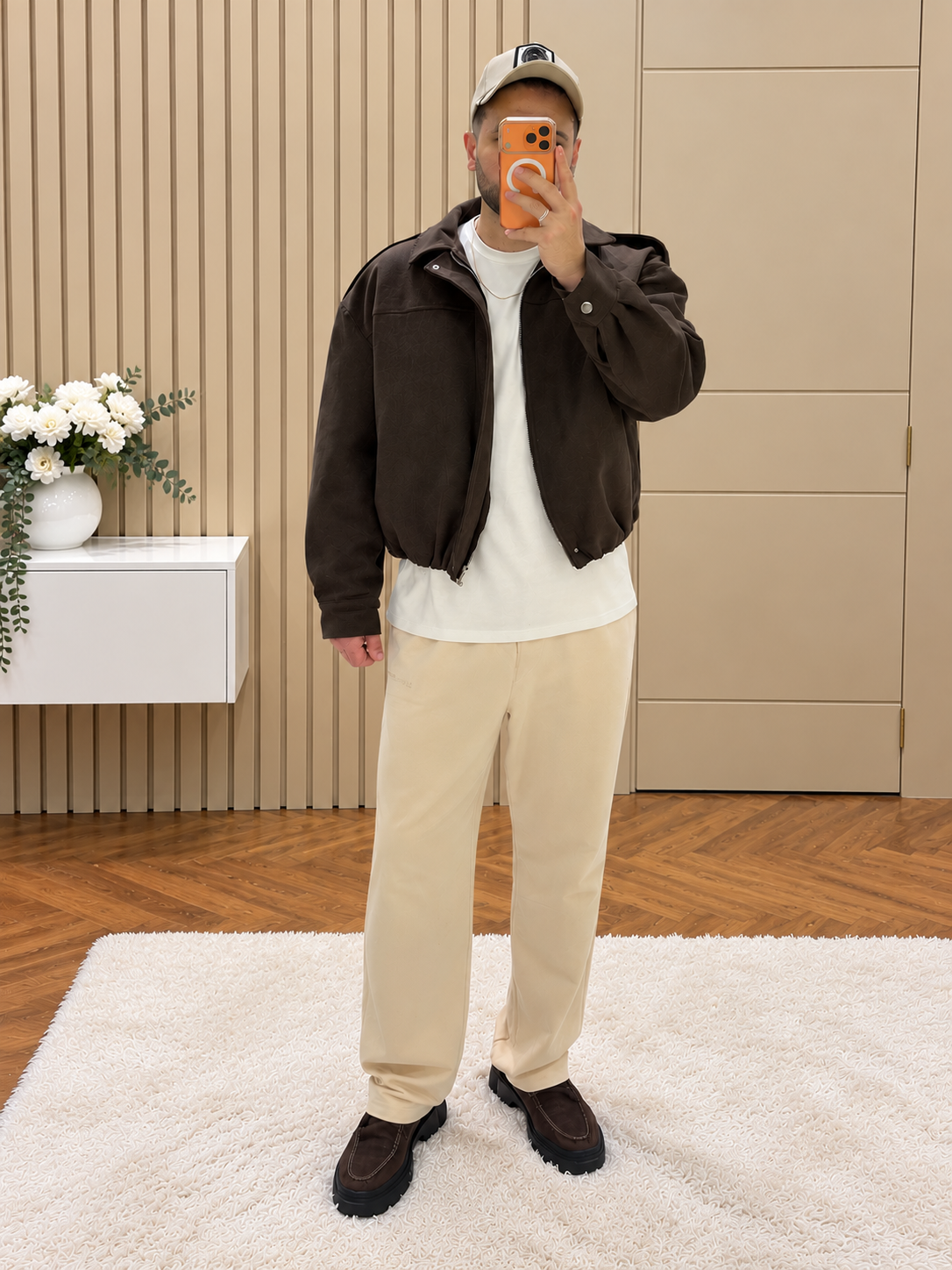Crop Kesim Bomber Ceket Kahverengi