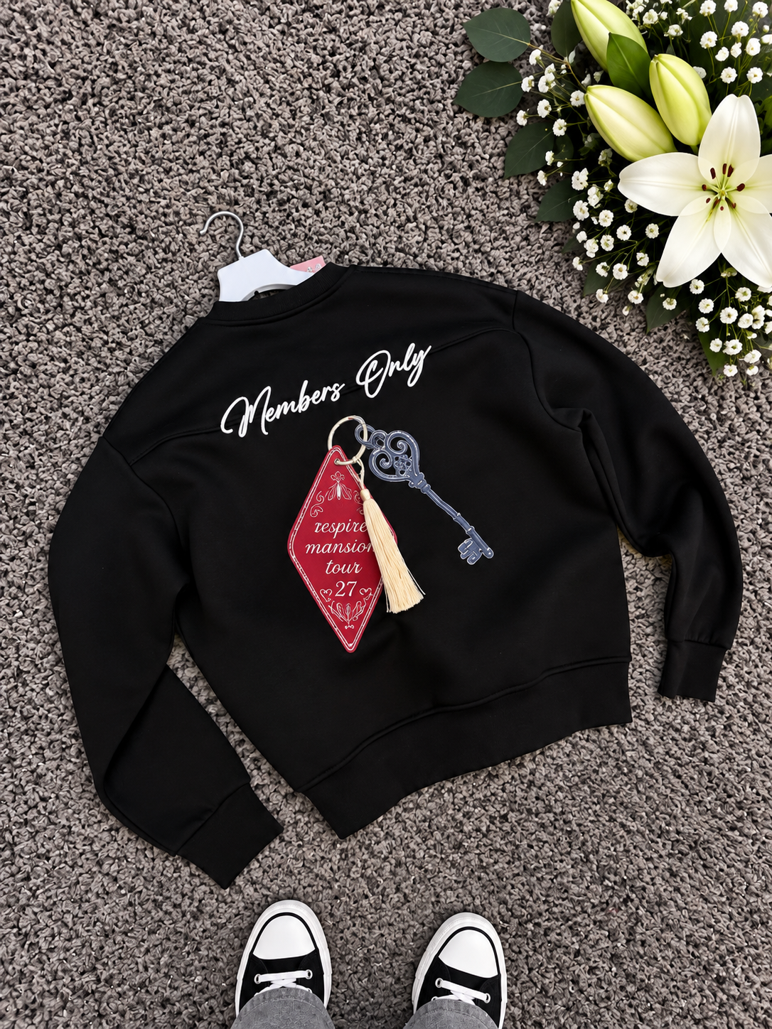 Members Nakışlı Oversize Sweatshirt Siyah