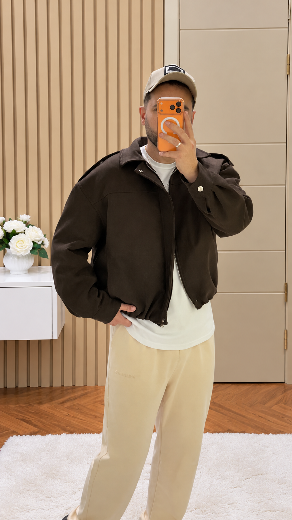 Crop Kesim Bomber Ceket Kahverengi