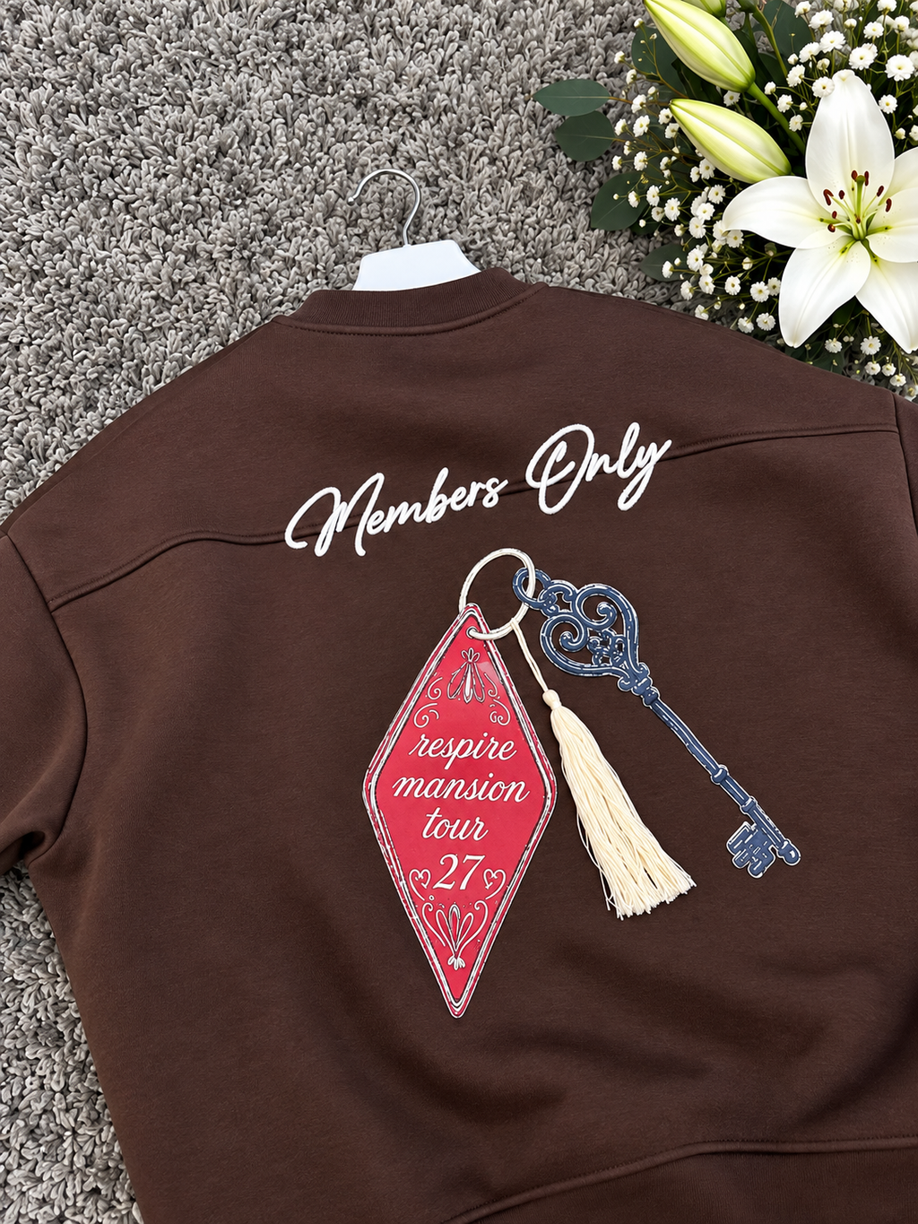 Members Nakışlı Oversize Sweatshirt Kahverengi