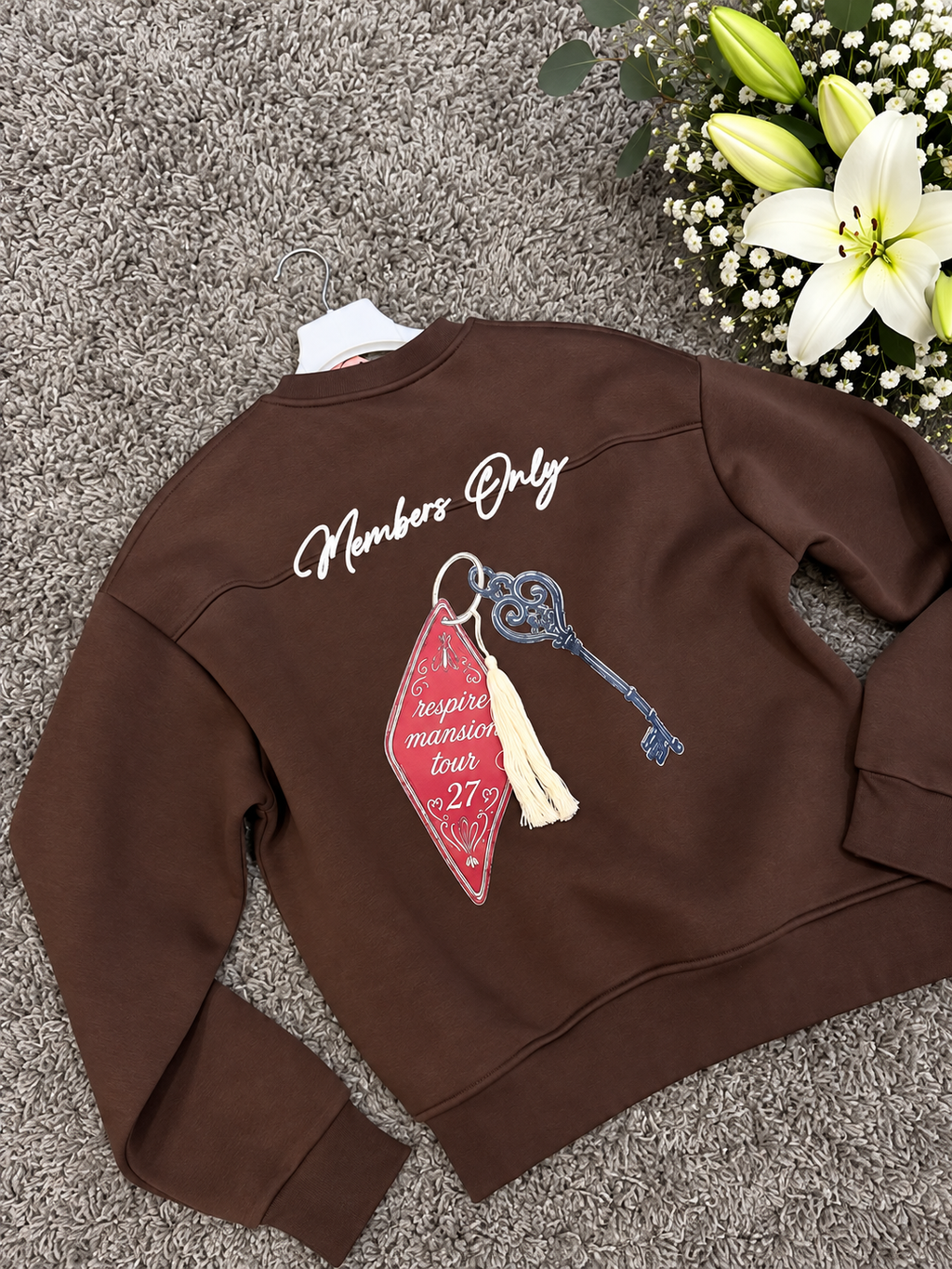 Members Nakışlı Oversize Sweatshirt Kahverengi