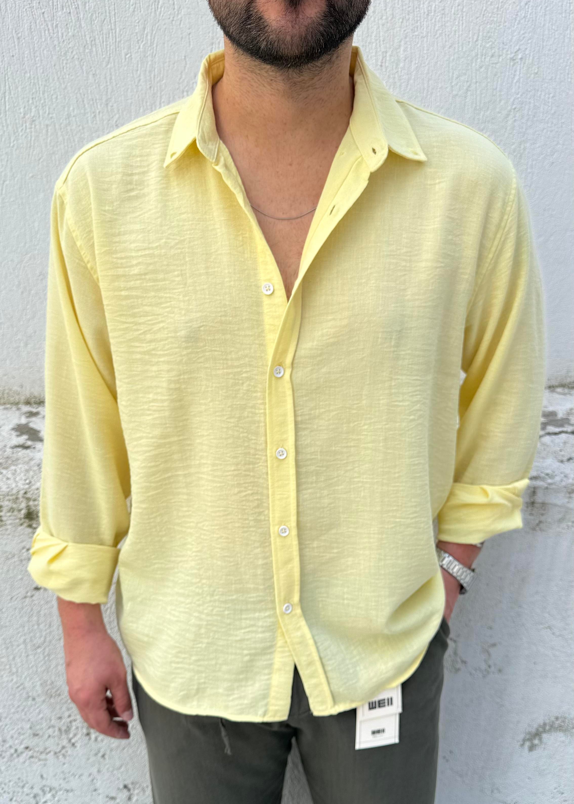 Basic Oversize Göbiş Gömlek Sarı