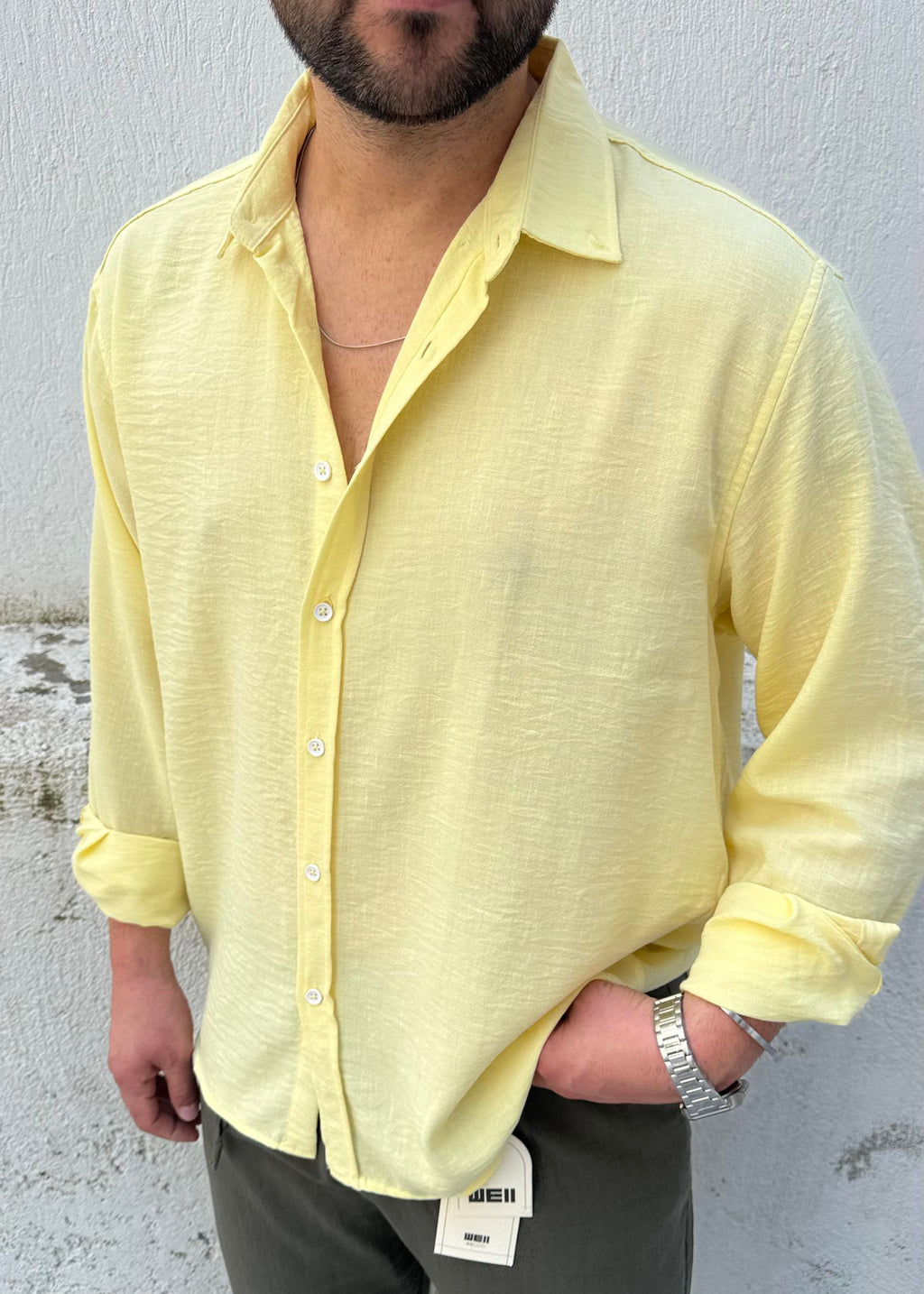 Basic Oversize Göbiş Gömlek Sarı