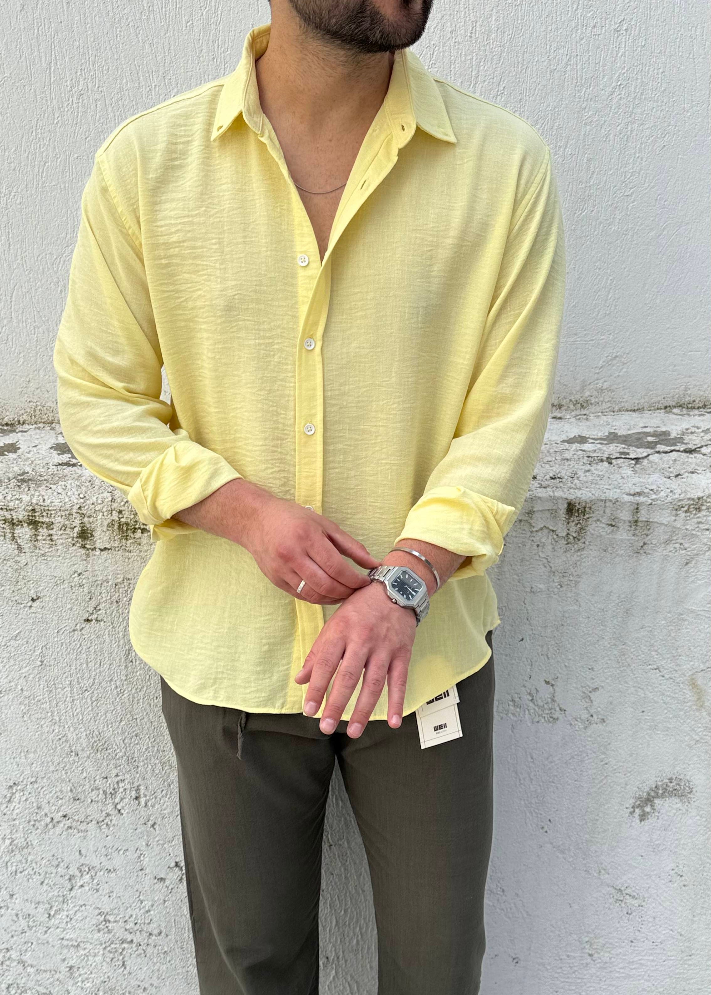 Basic Oversize Göbiş Gömlek Sarı