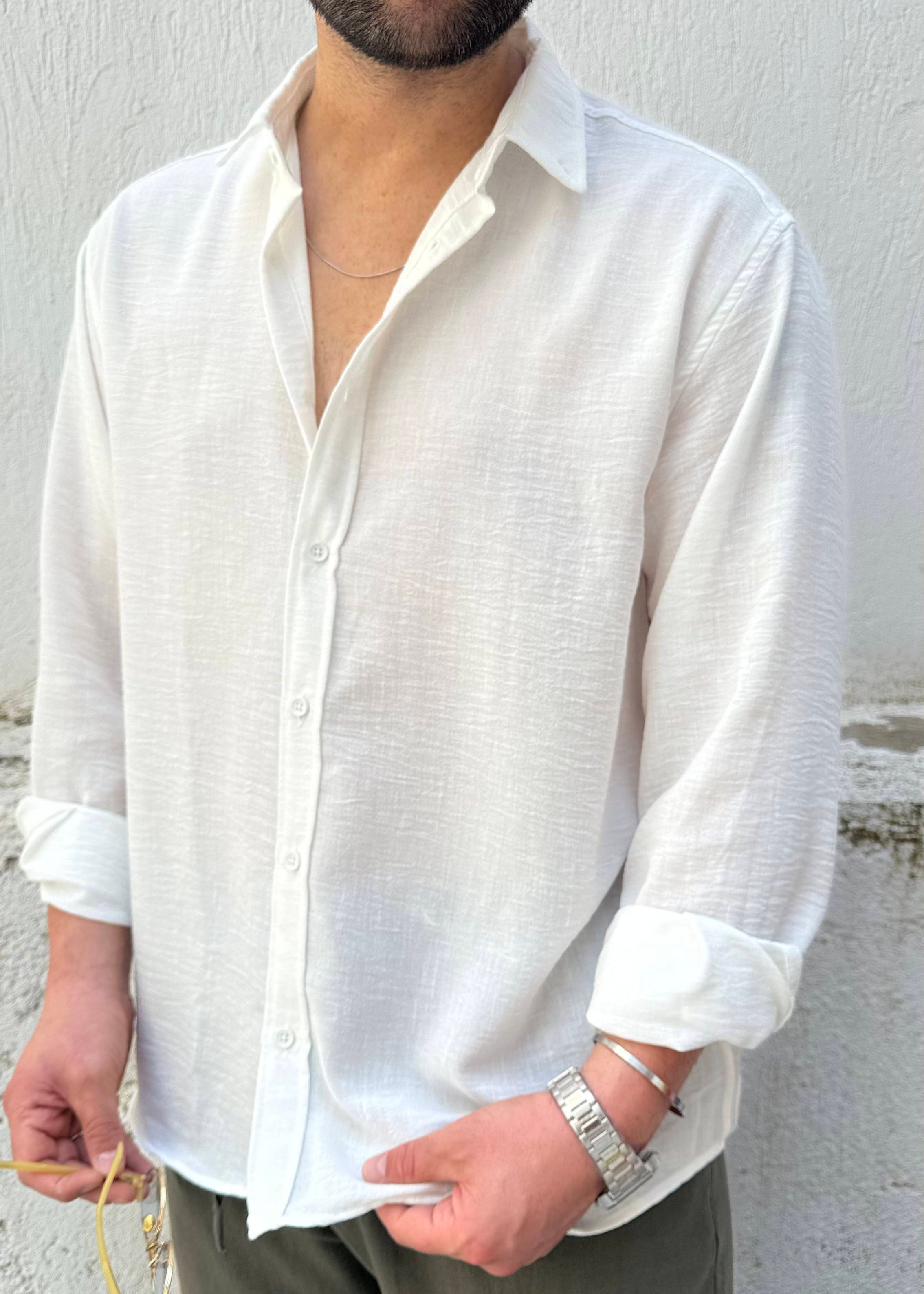 Basic Oversize Göbiş Gömlek Beyaz