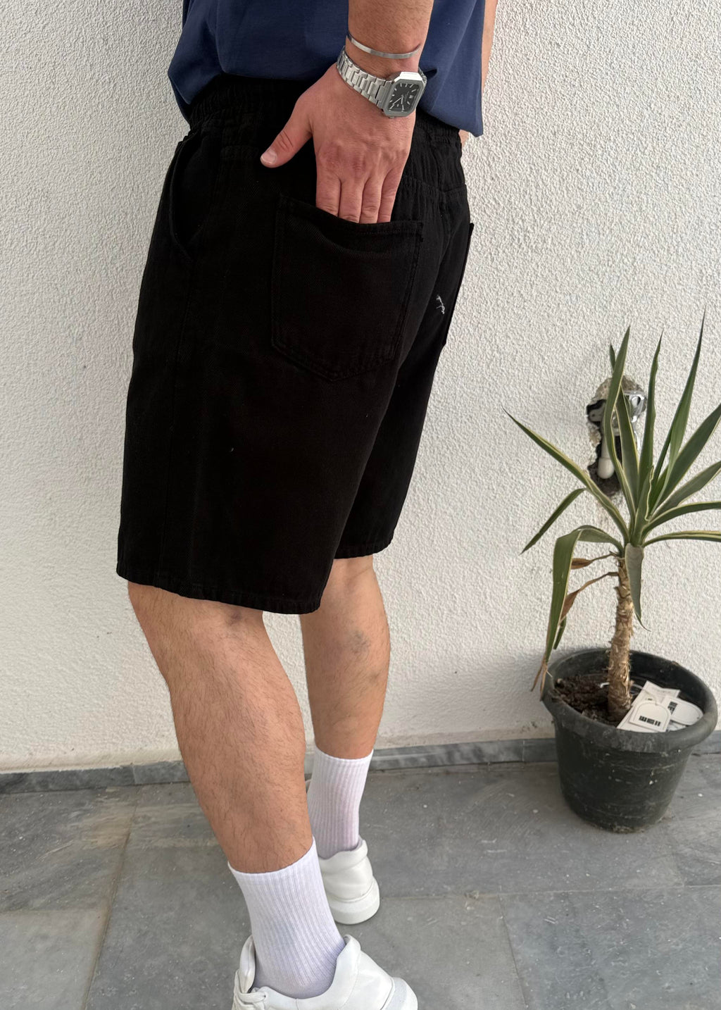 Siyah Gabardin Şort