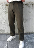 Basic Keten Baggy Pantolon Haki Yeşil