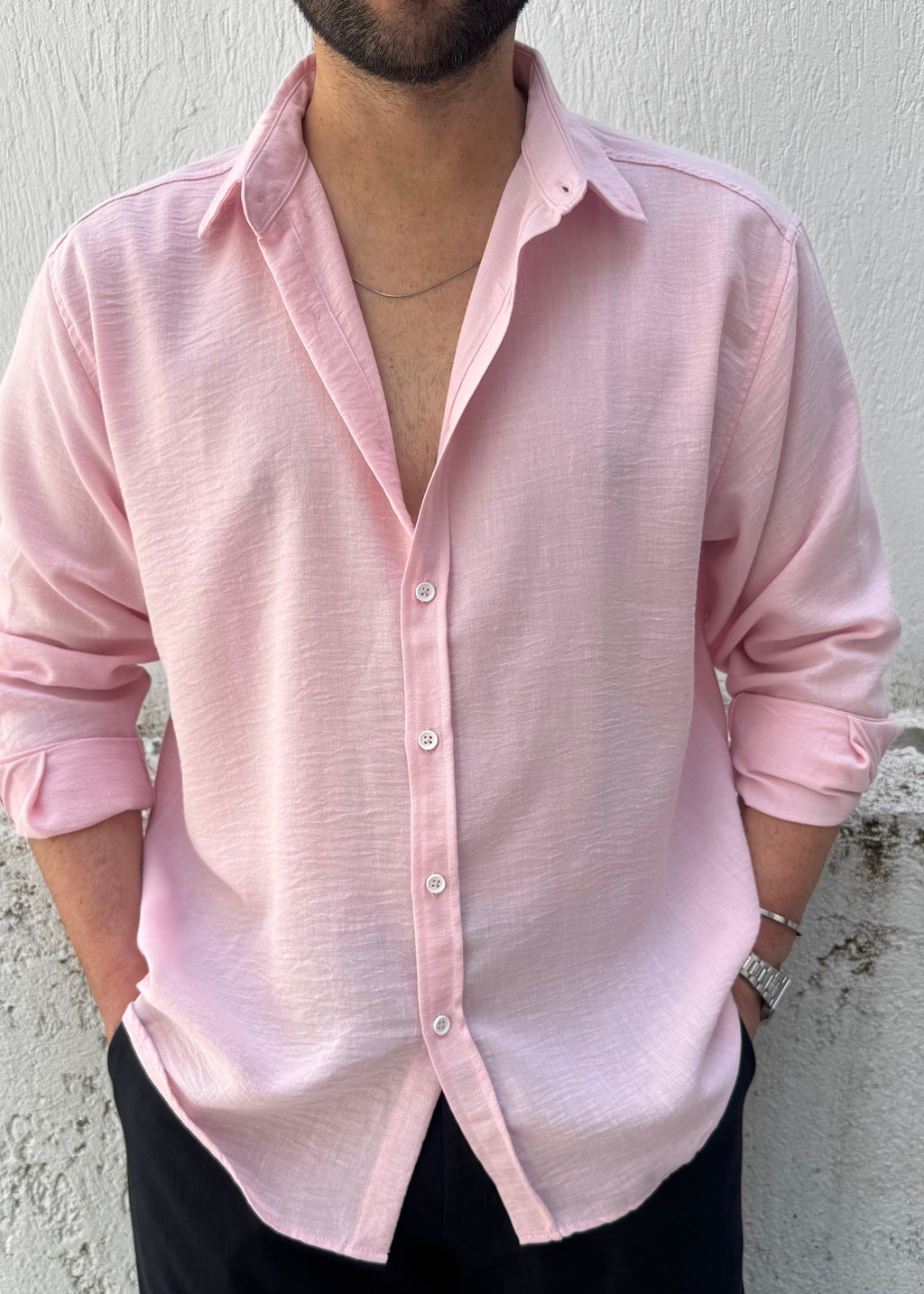Basic Oversize Göbiş Gömlek Pembe