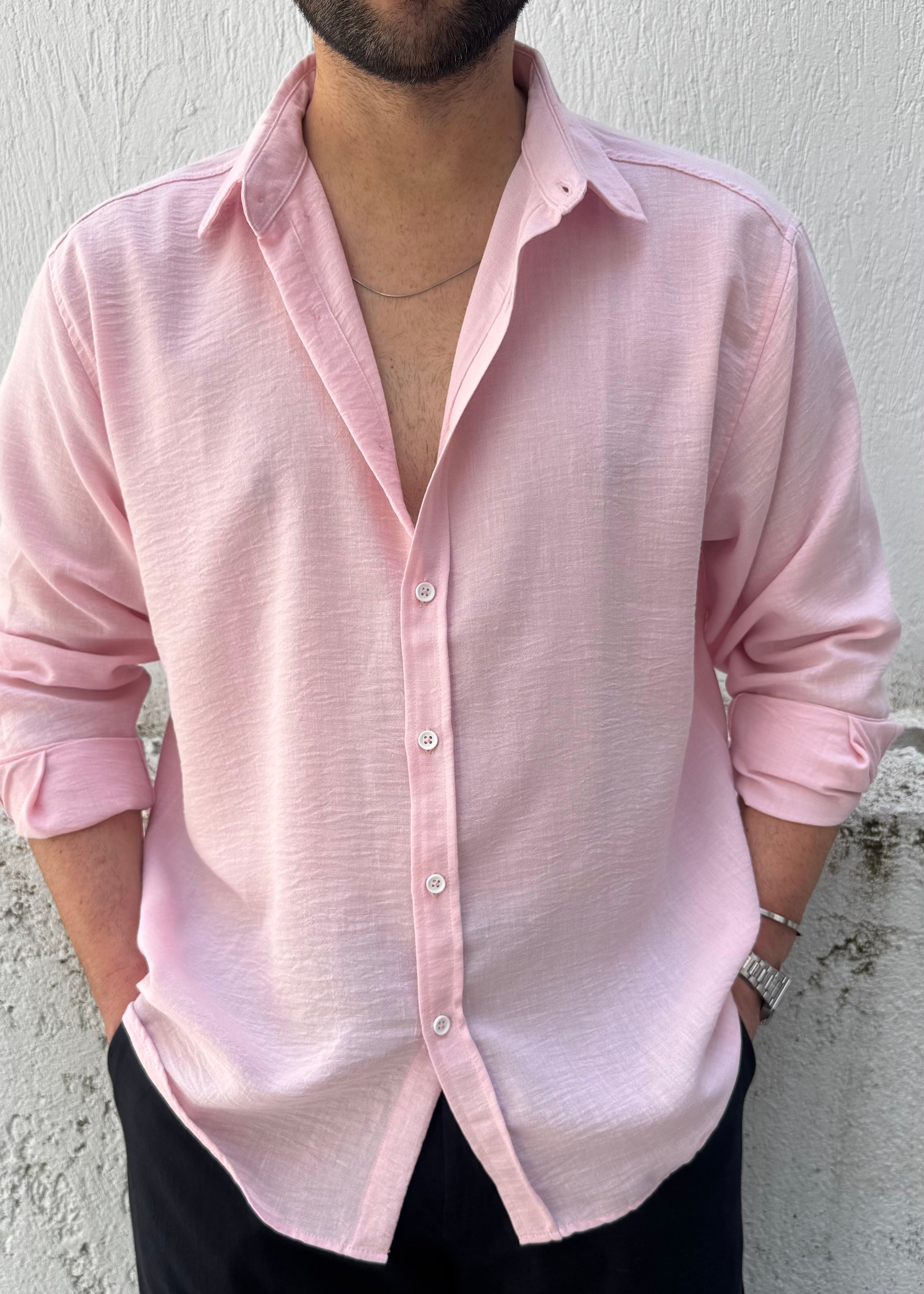 Basic Oversize Göbiş Gömlek Pembe