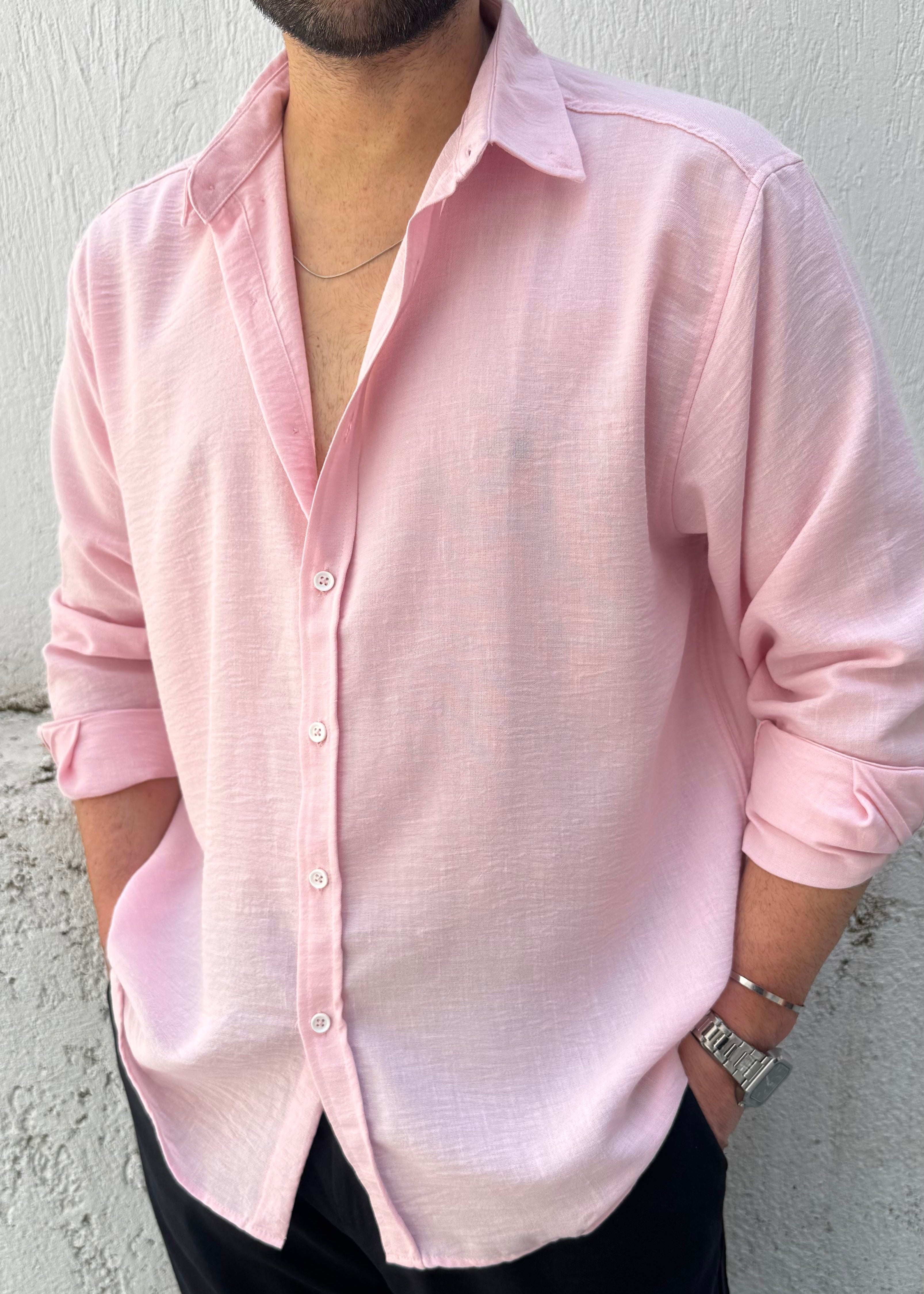 Basic Oversize Göbiş Gömlek Pembe