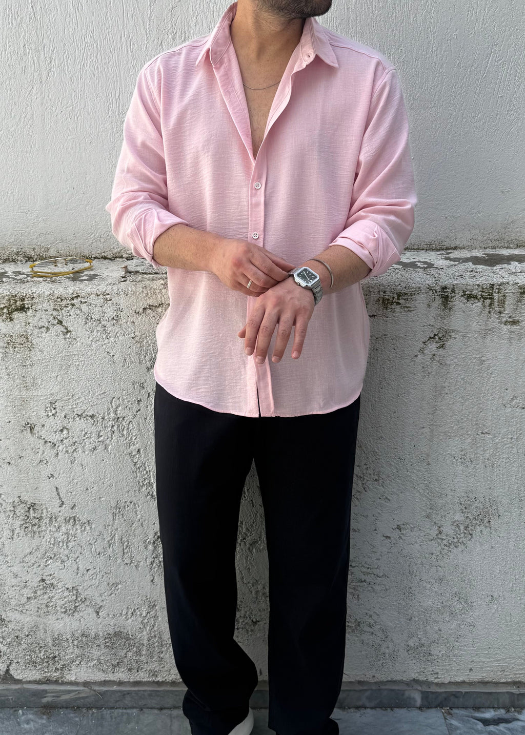 Basic Oversize Göbiş Gömlek Pembe