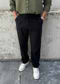 Basic Keten Baggy Pantolon Siyah