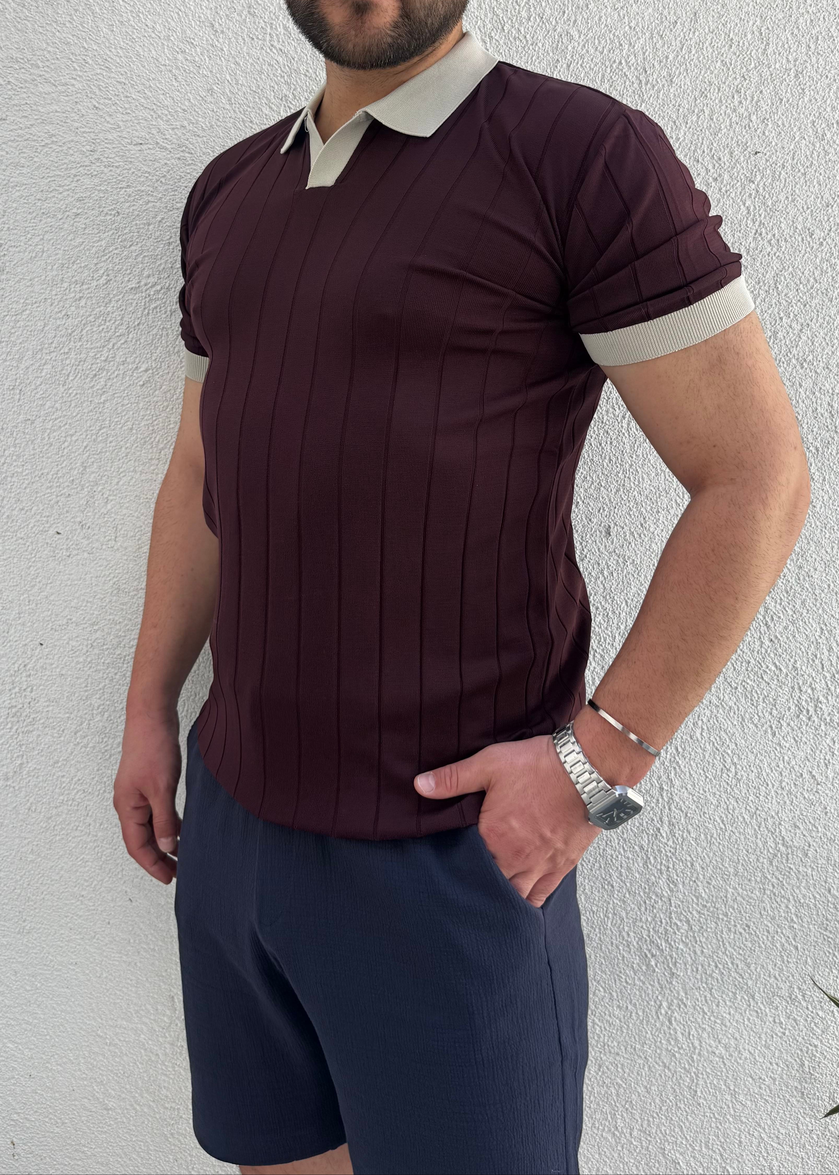 Bordo Polo Yaka T-shirt