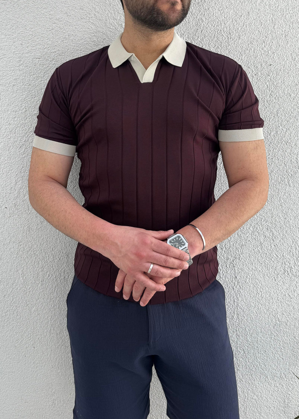 Bordo Polo Yaka T-shirt