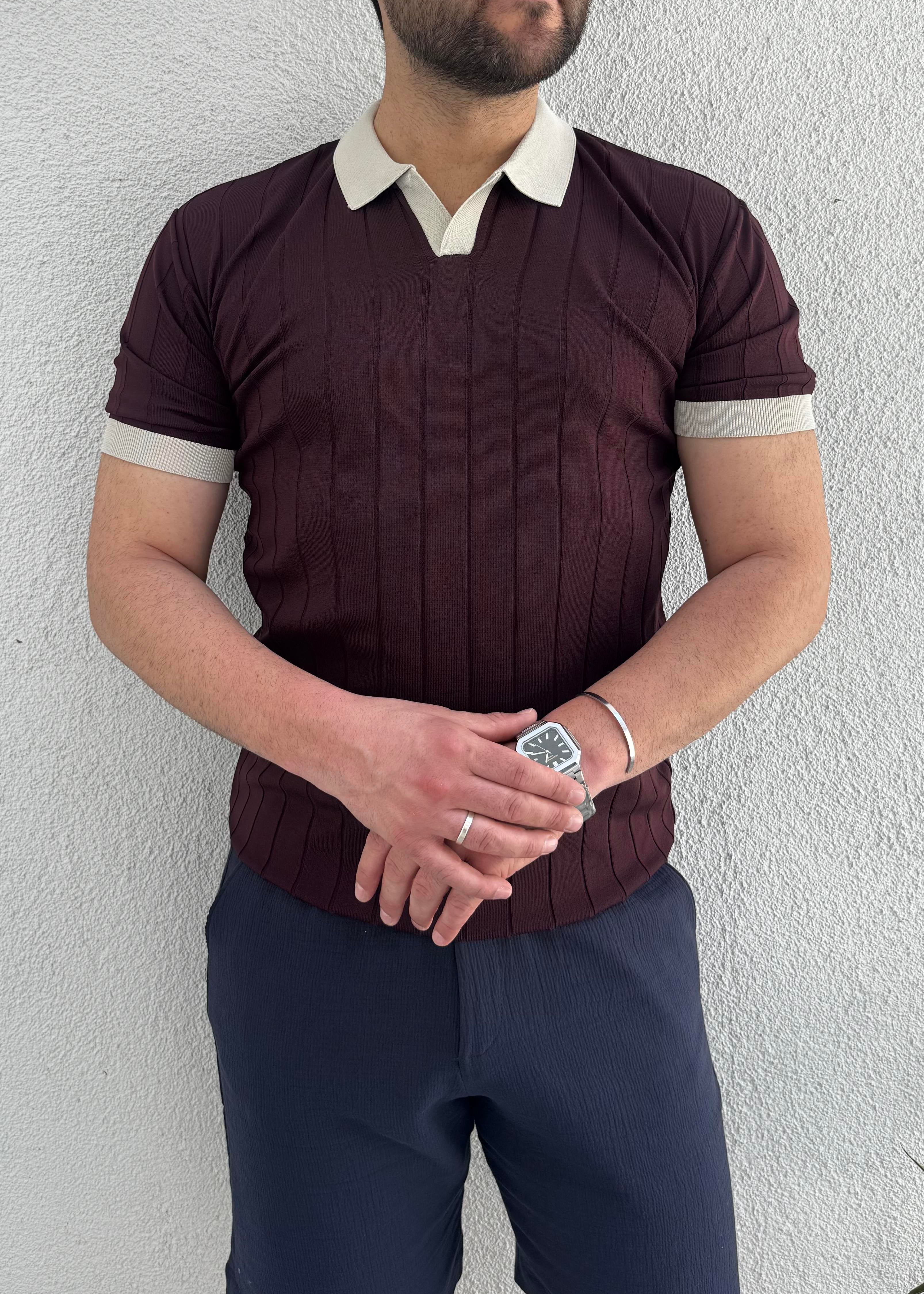 Bordo Polo Yaka T-shirt