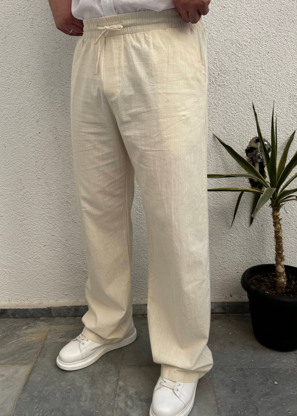 Keten Pantolon Krem