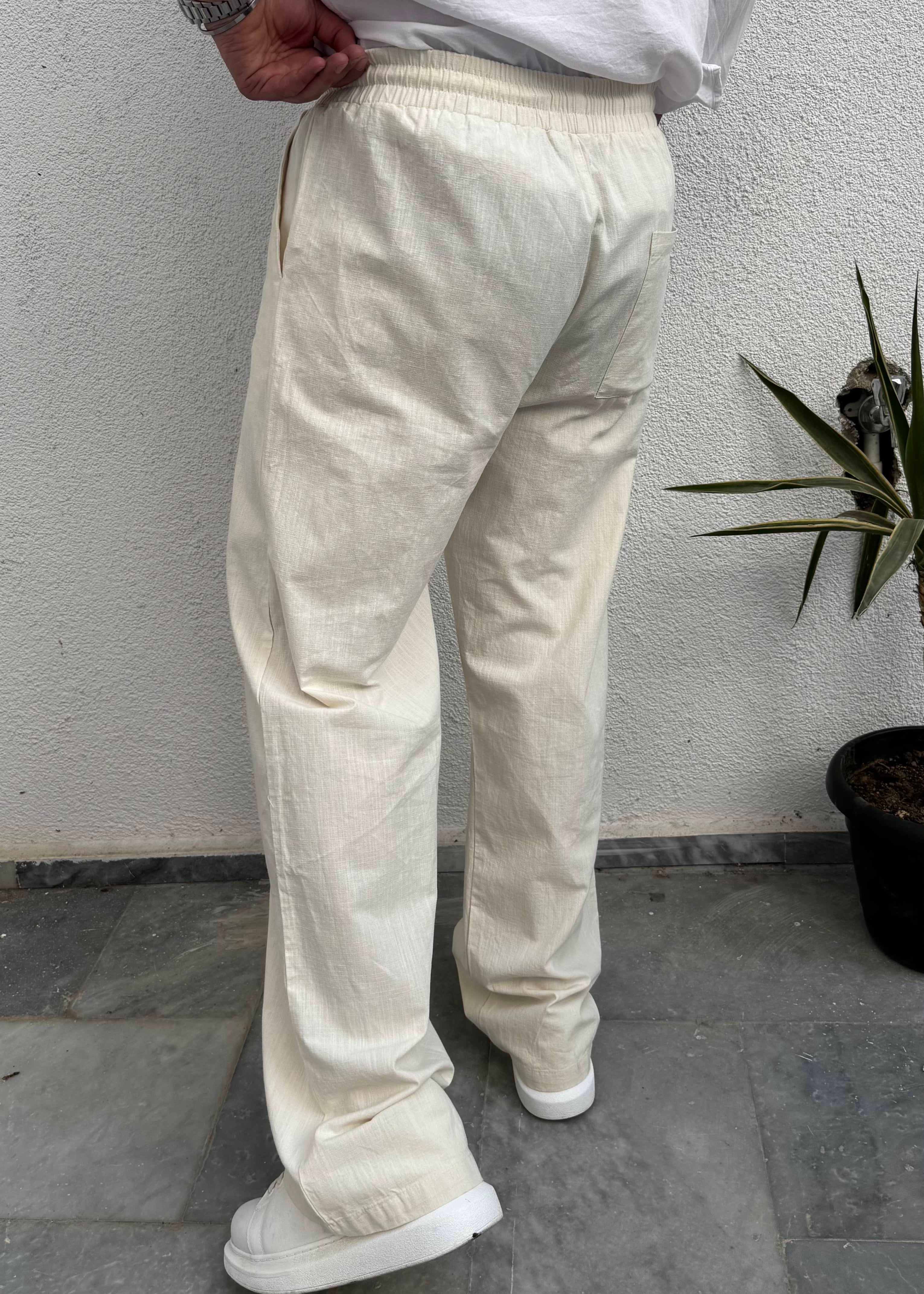 Keten Pantolon Krem