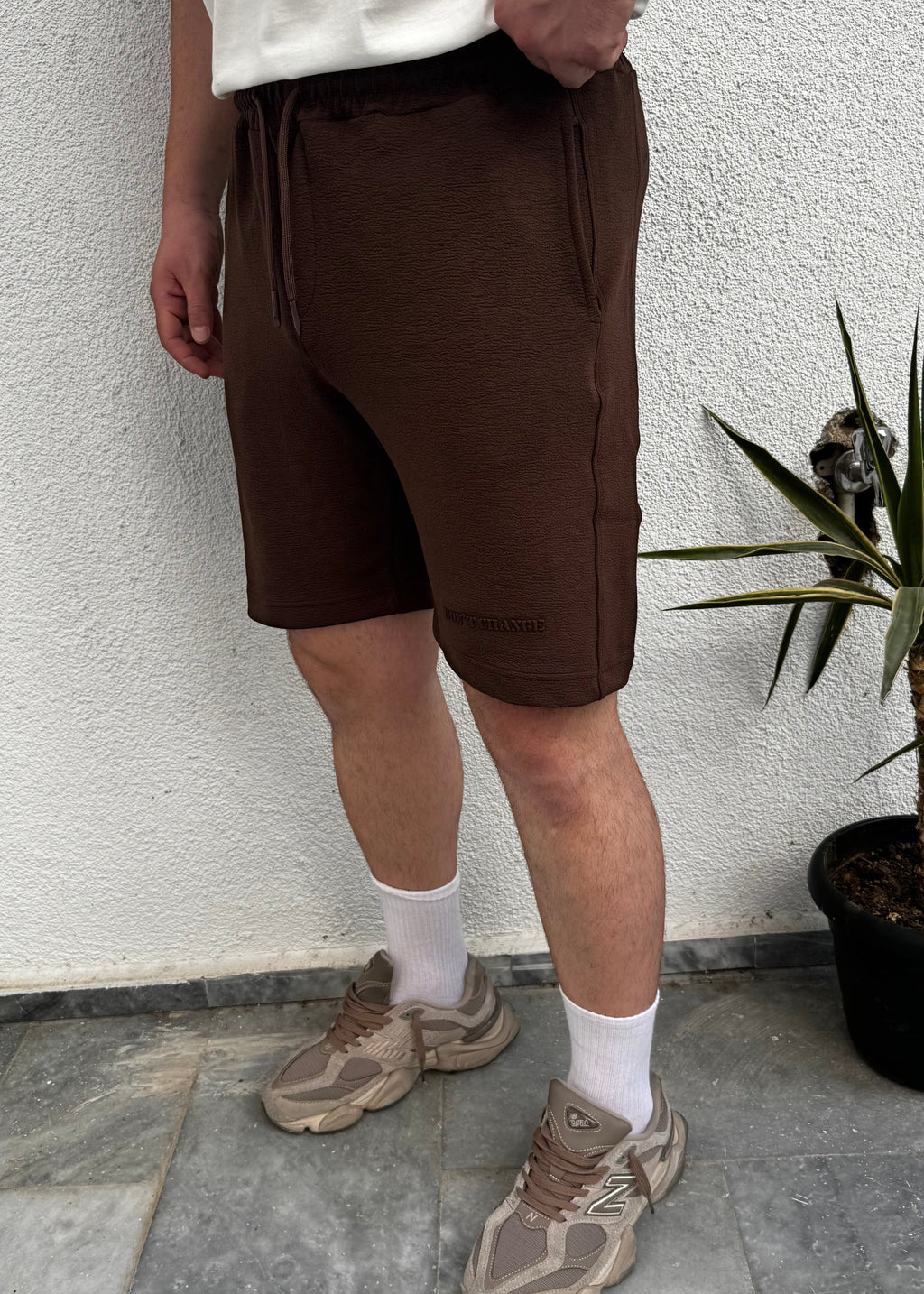 Beli Bağcıklı Basic Şort Kahverengi
