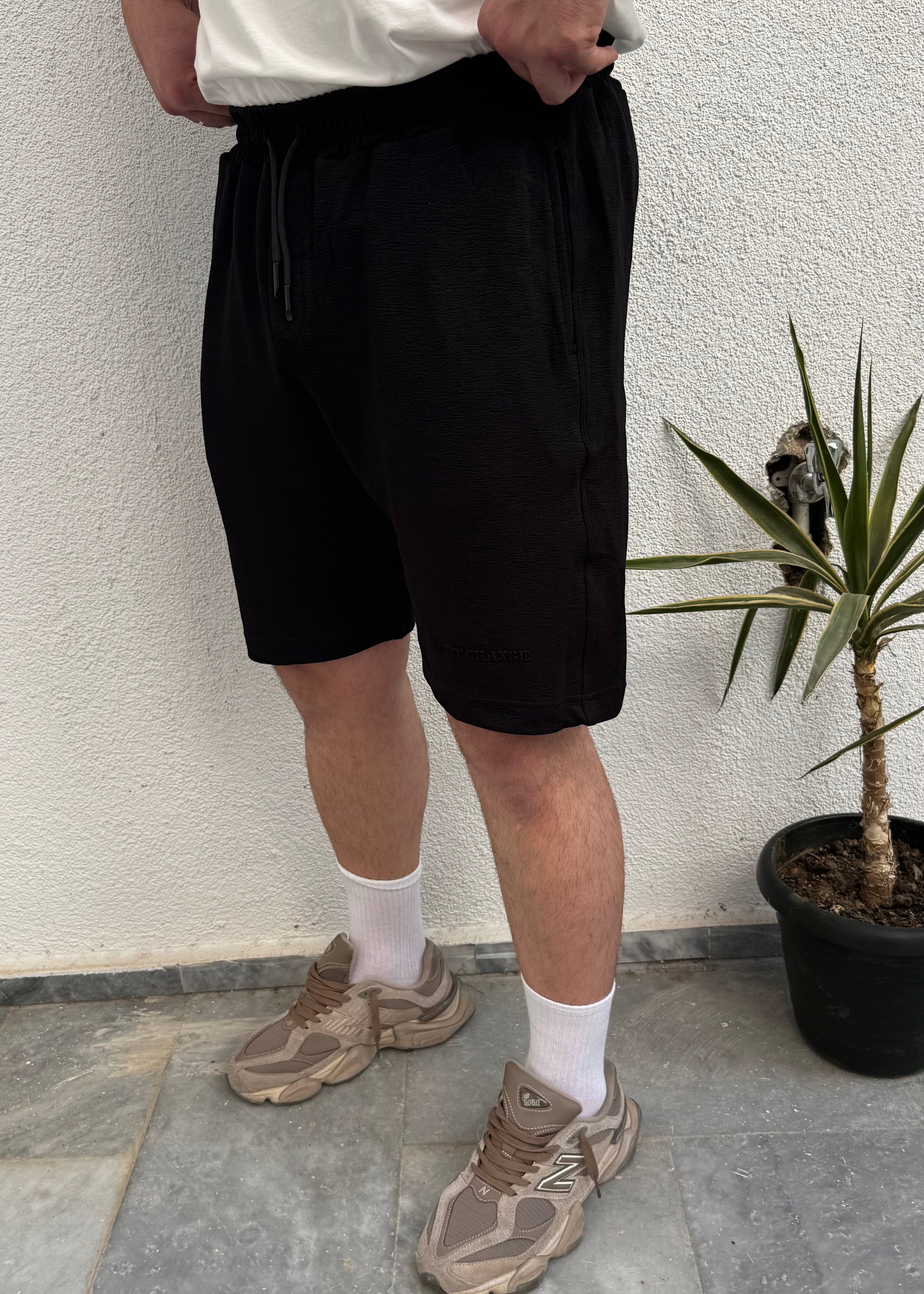 Beli Bağcıklı Basic Şort Siyah