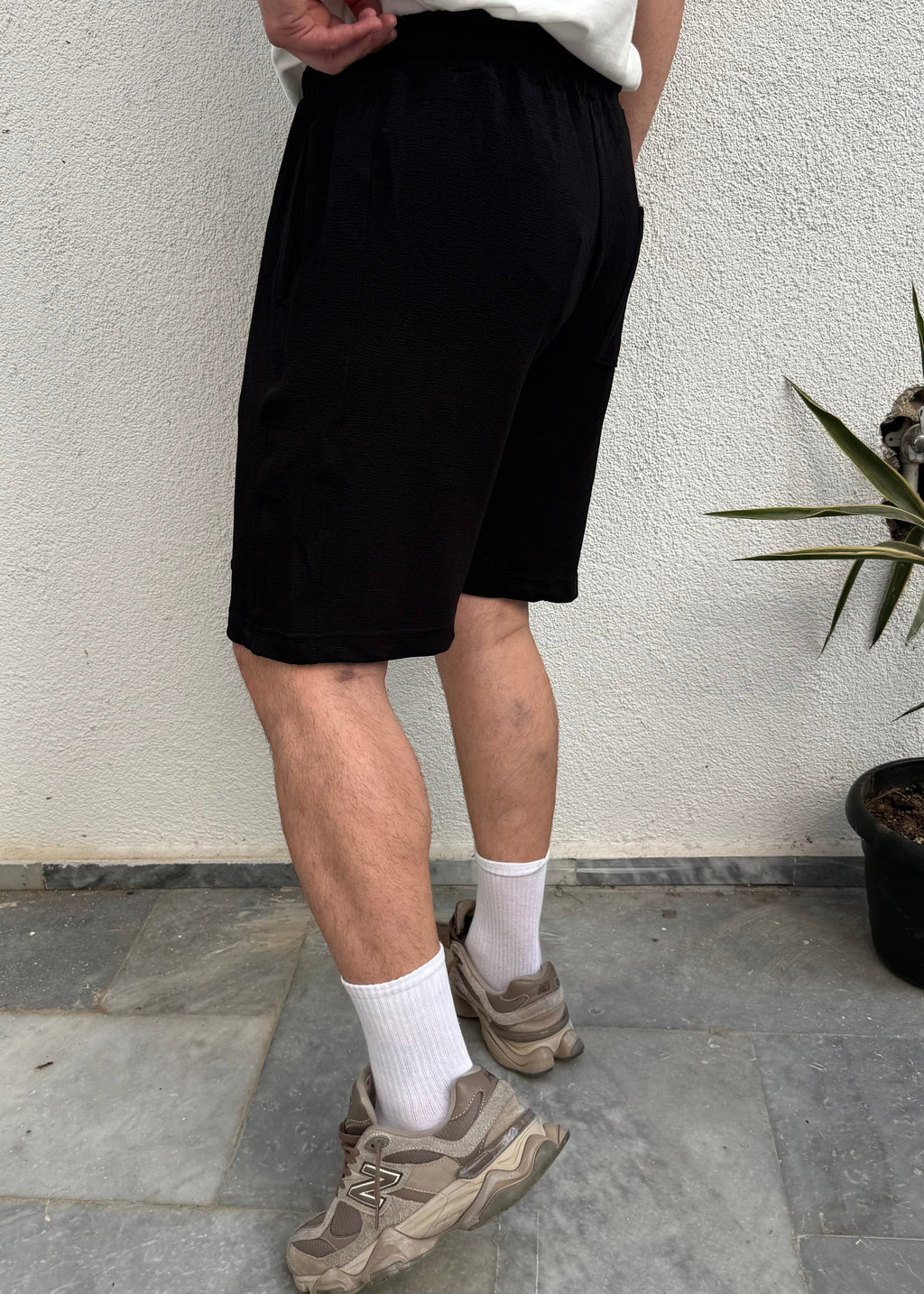 Beli Bağcıklı Basic Şort Siyah