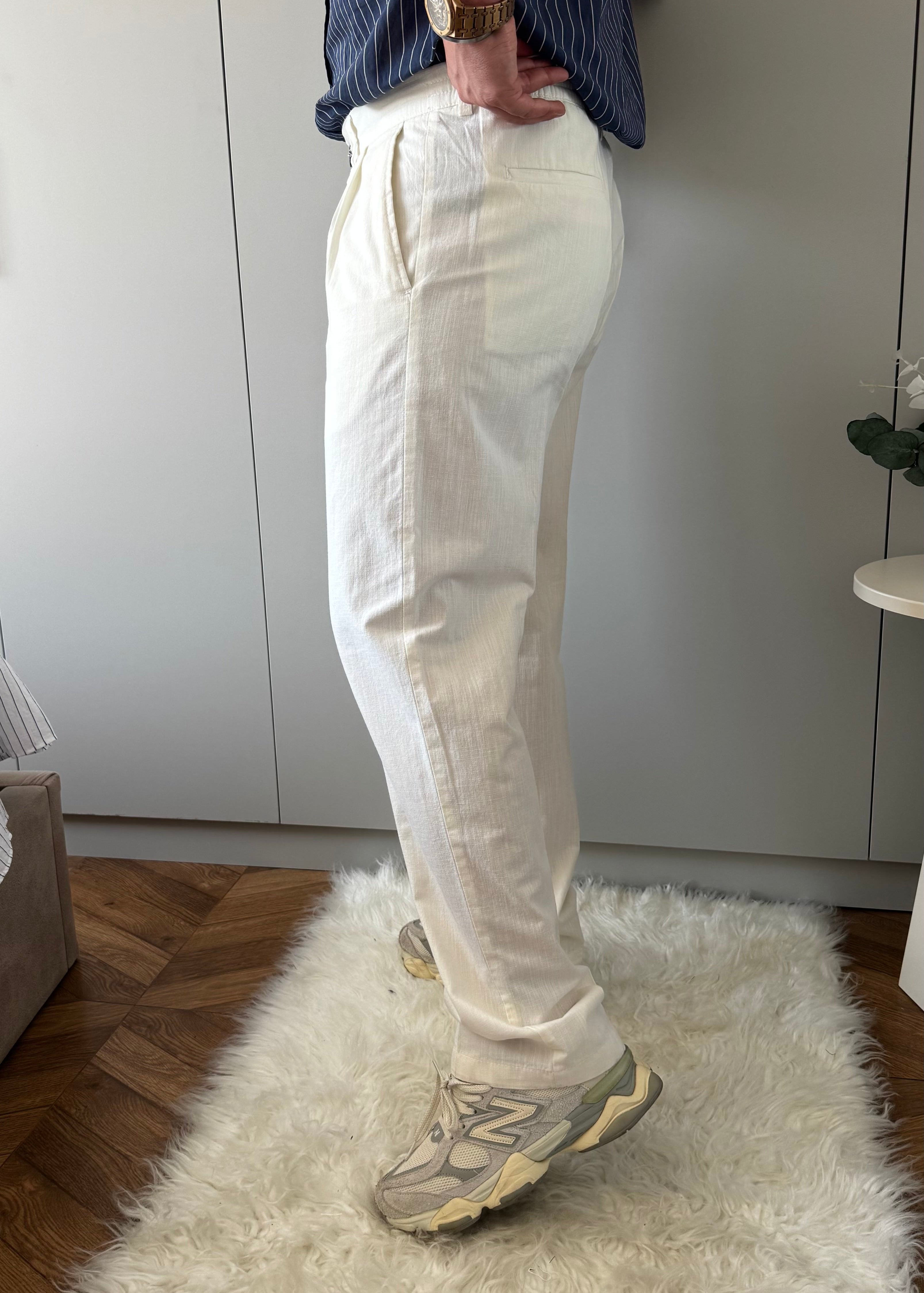Gıesto Basic Baggy Keten Pantolon Beyaz
