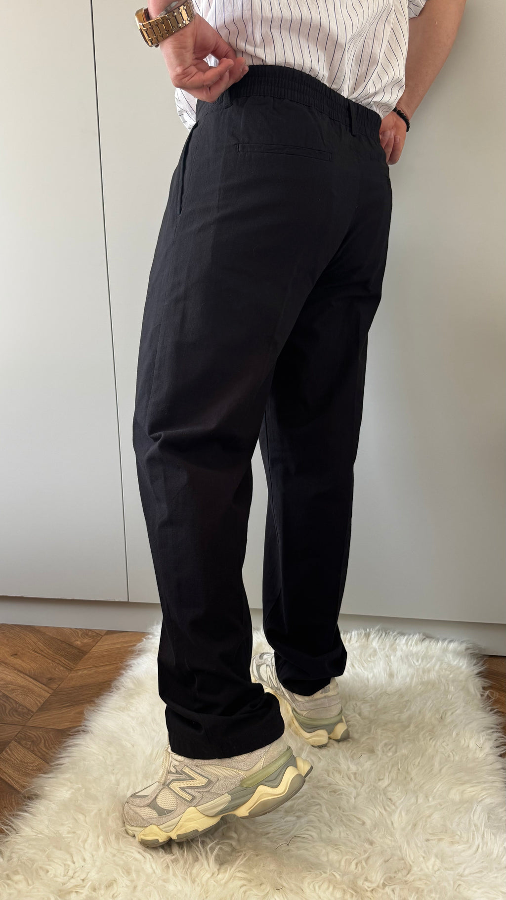 Gıesto Basic Baggy Keten Pantolon Siyah