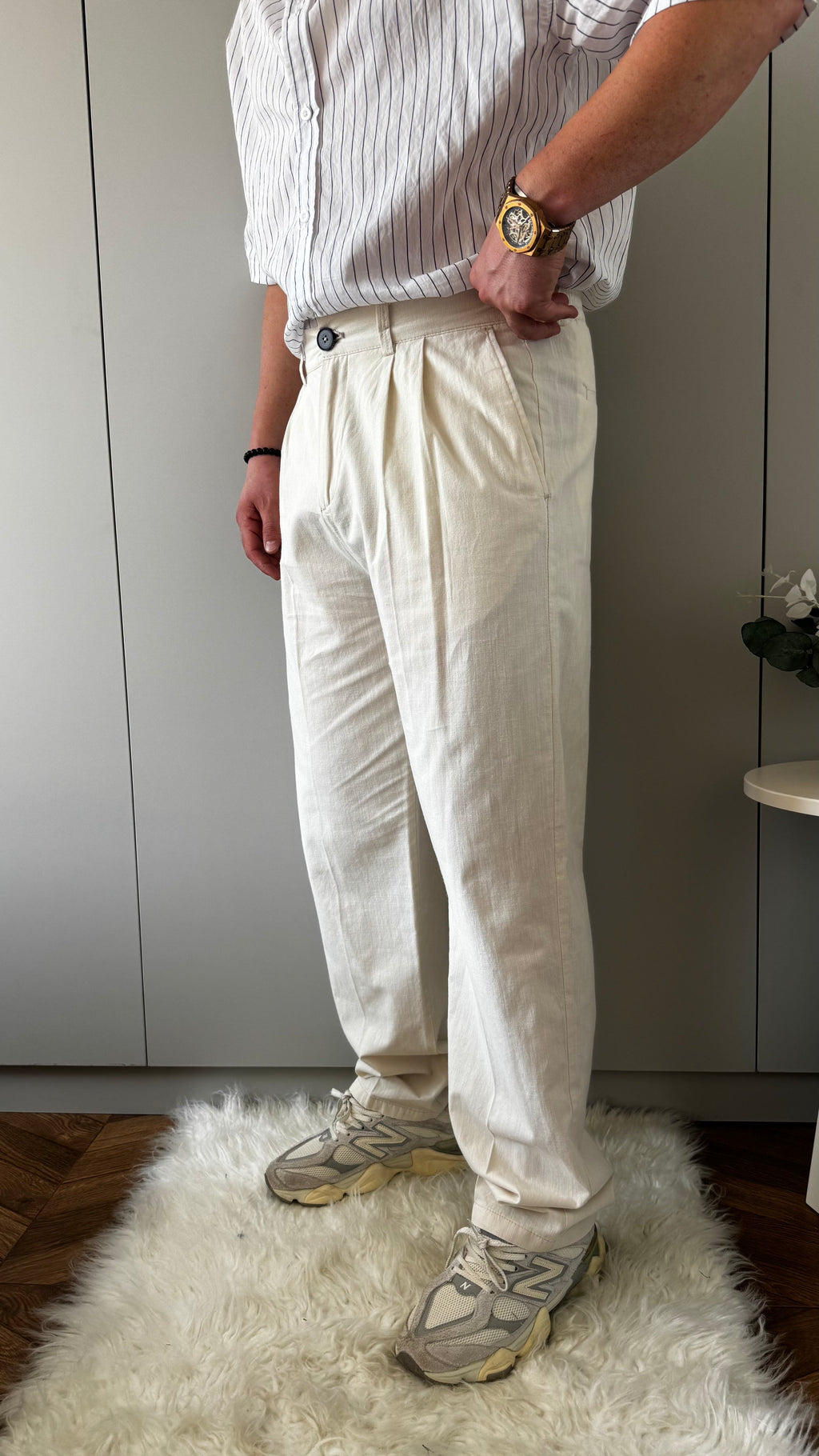Gıesto Basic Baggy Keten Pantolon Krem