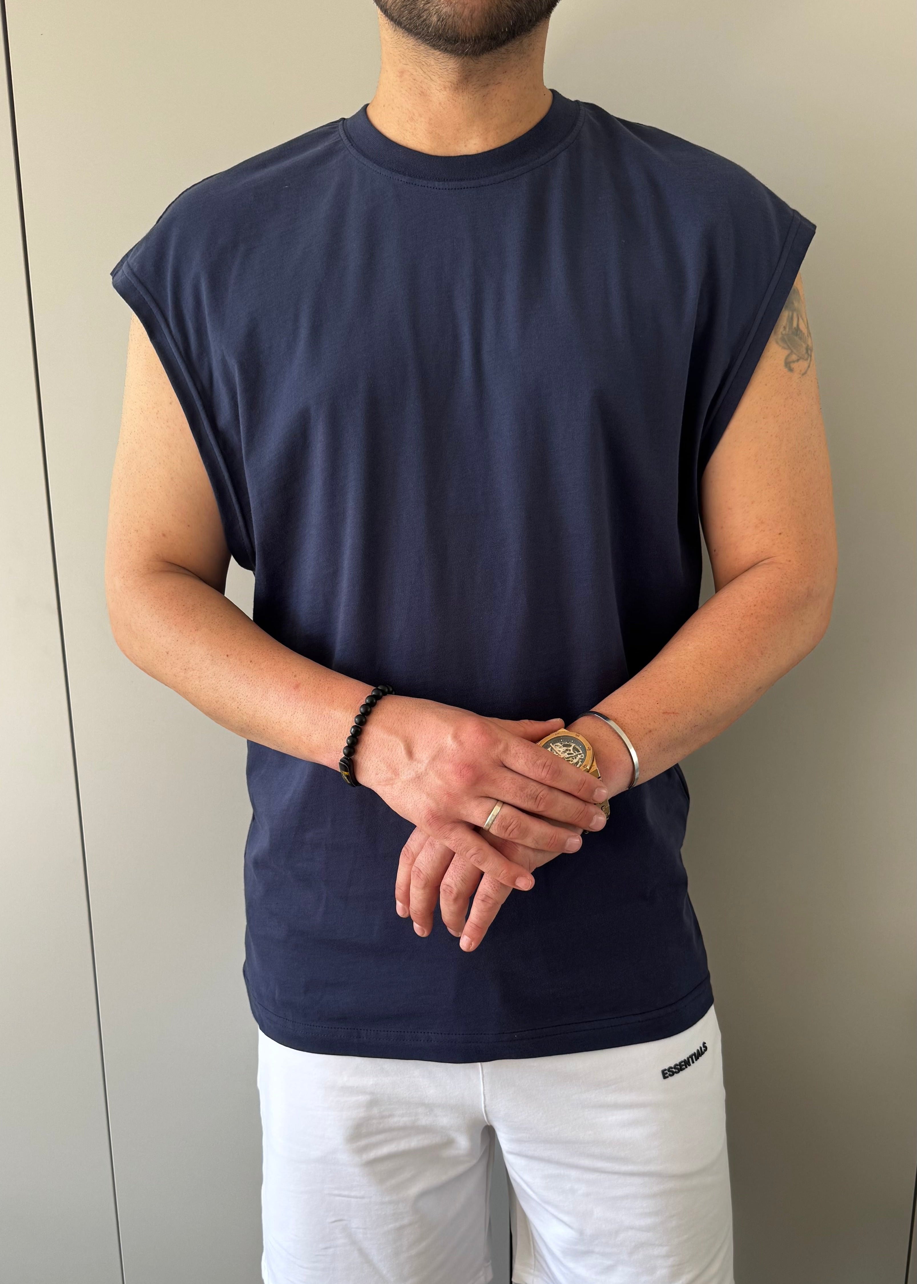 Oversize Kolsuz Pamuk T-shirt Füme