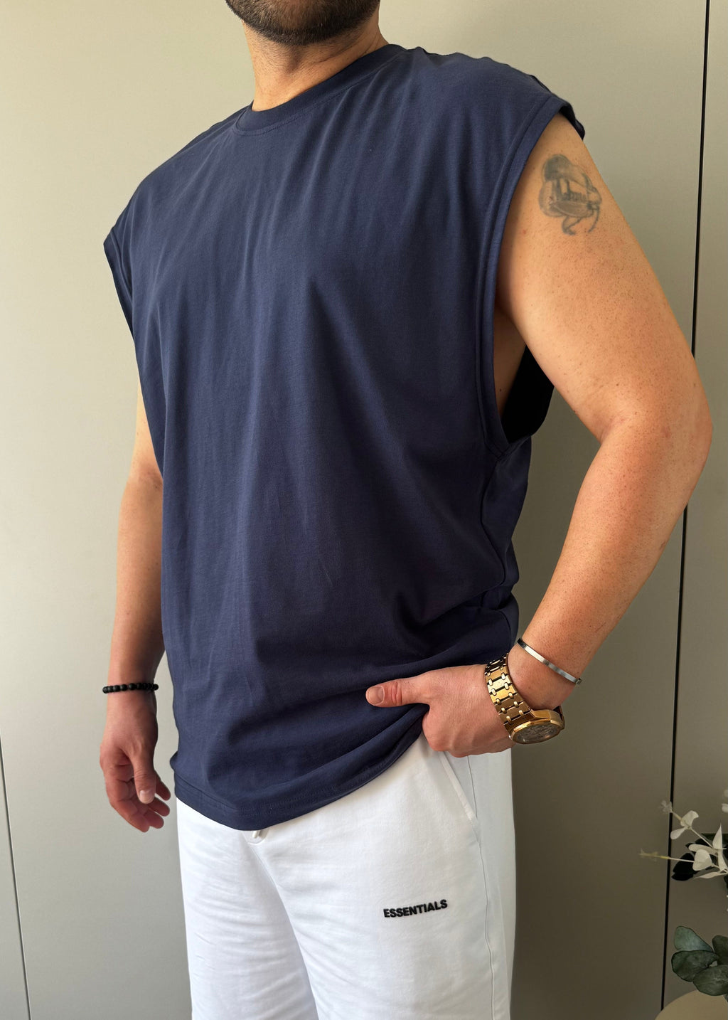 Oversize Kolsuz Pamuk T-shirt Füme