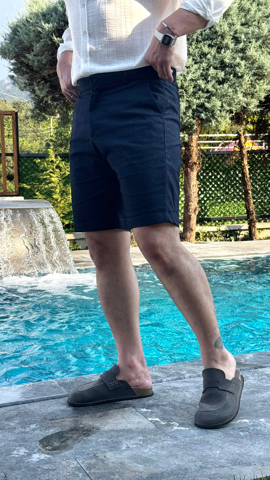 Gabardin Lacivert Şort