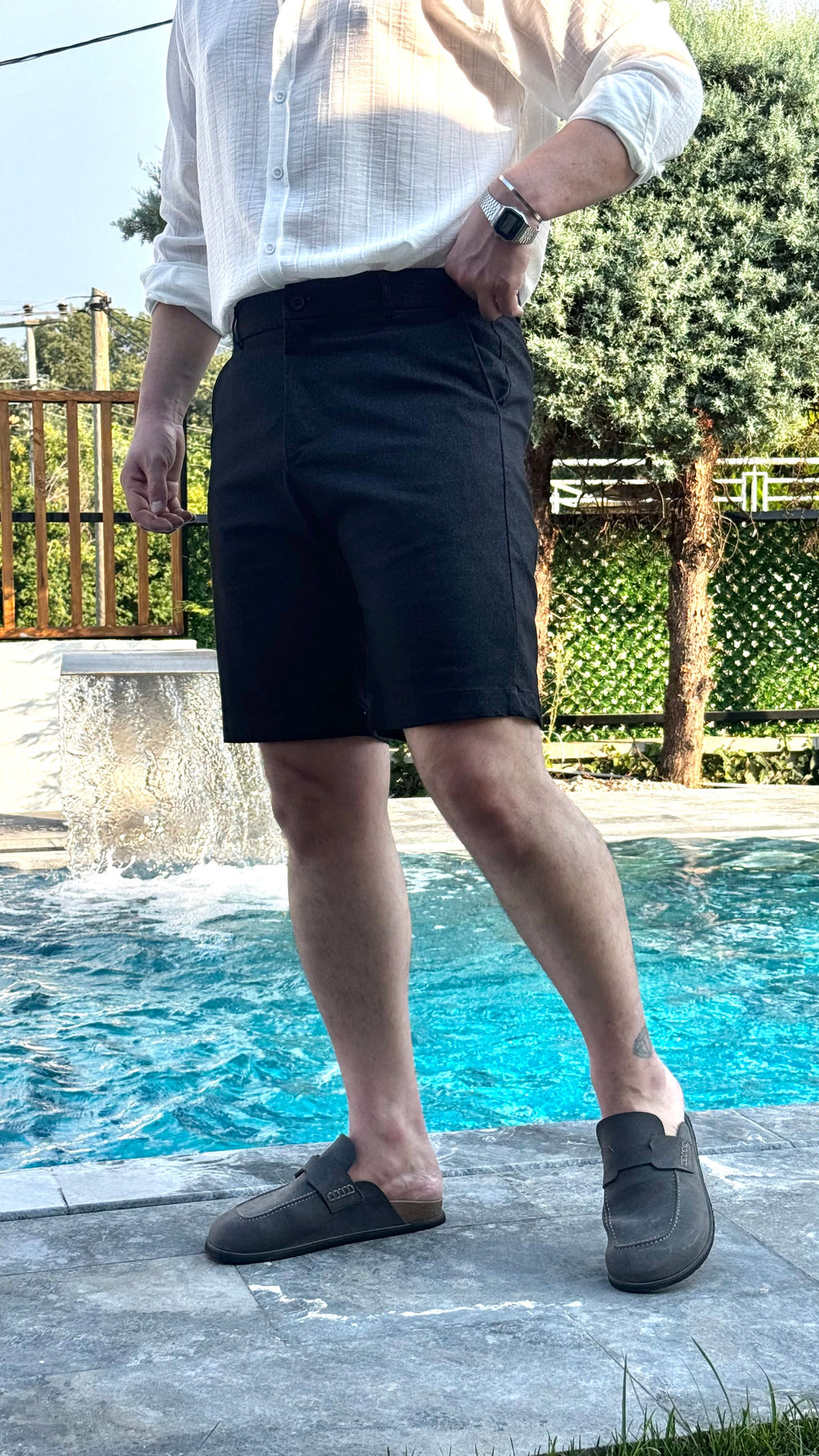 Gabardin Siyah Şort