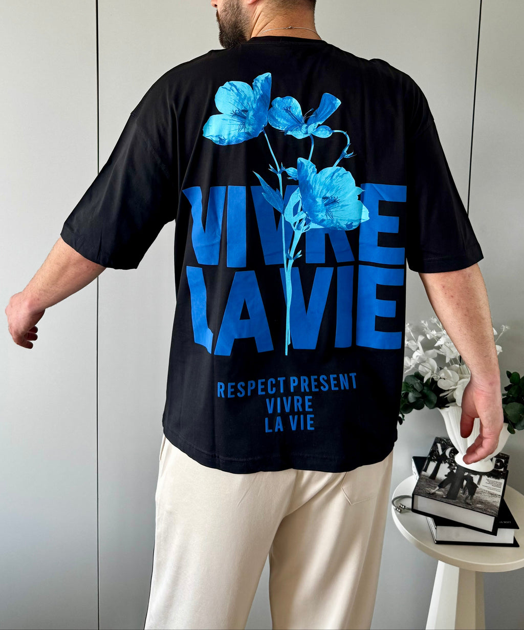 Siyah Arka Baskılı Oversize T-shirt