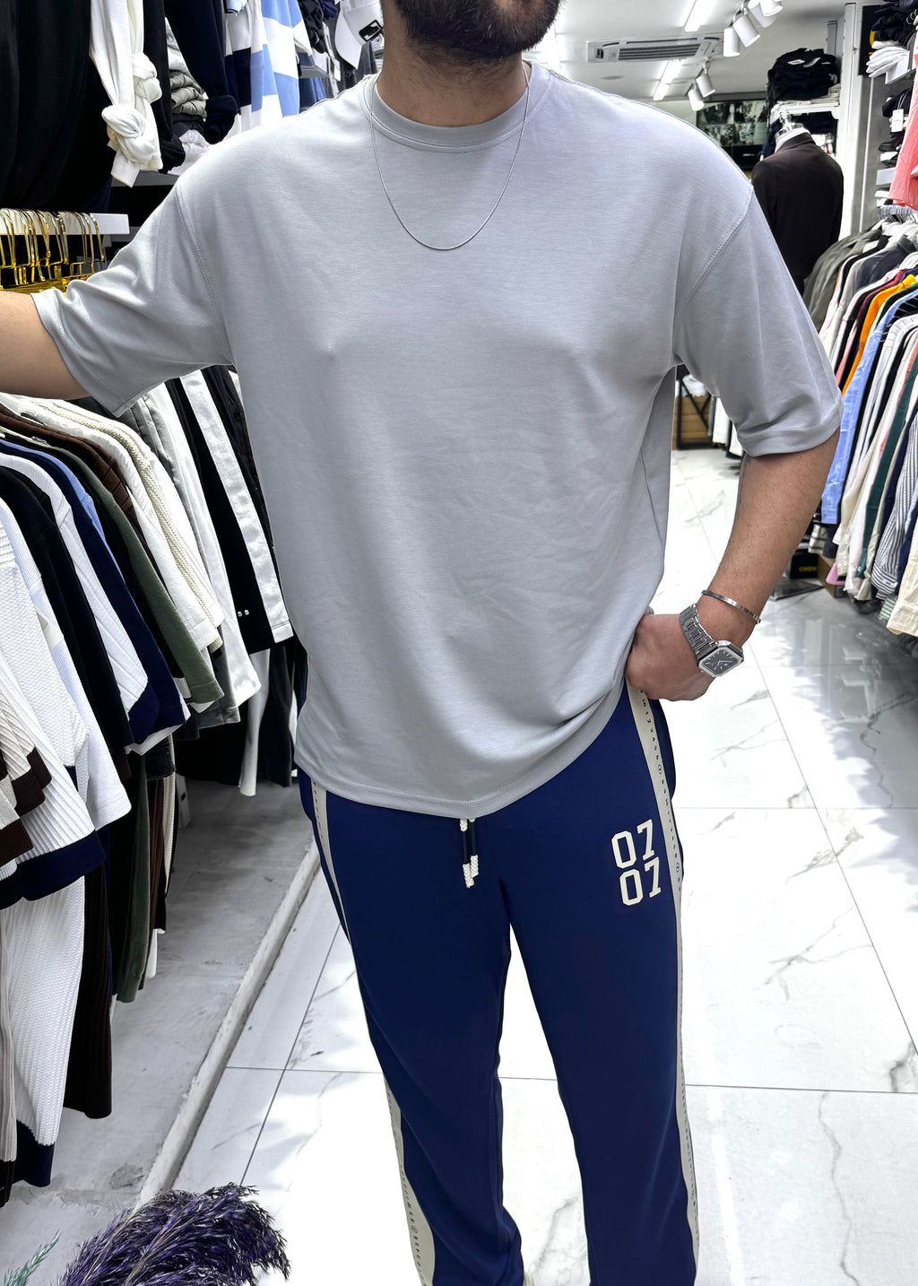 Oysho Kumaş Oversize T-shirt Gri