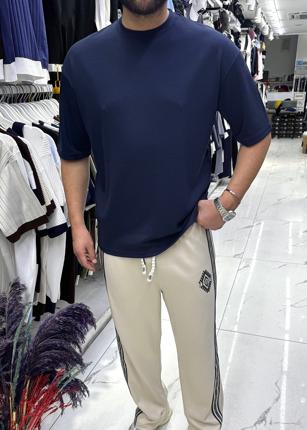 Oysho Kumaş Oversize T-shirt Lacivert