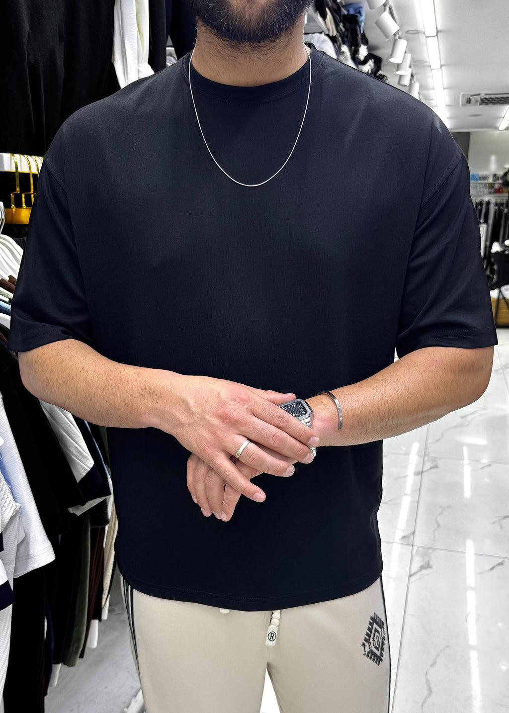 Oysho Kumaş Oversize T-shirt Siyah