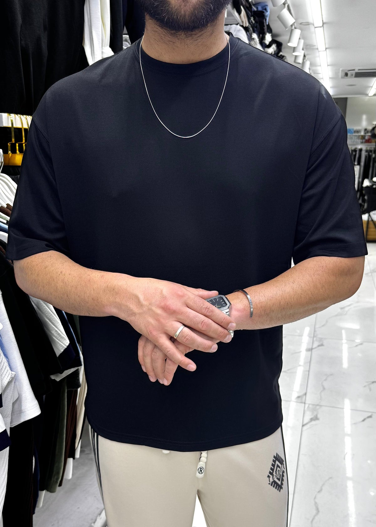 Oysho Kumaş Oversize T-shirt Siyah