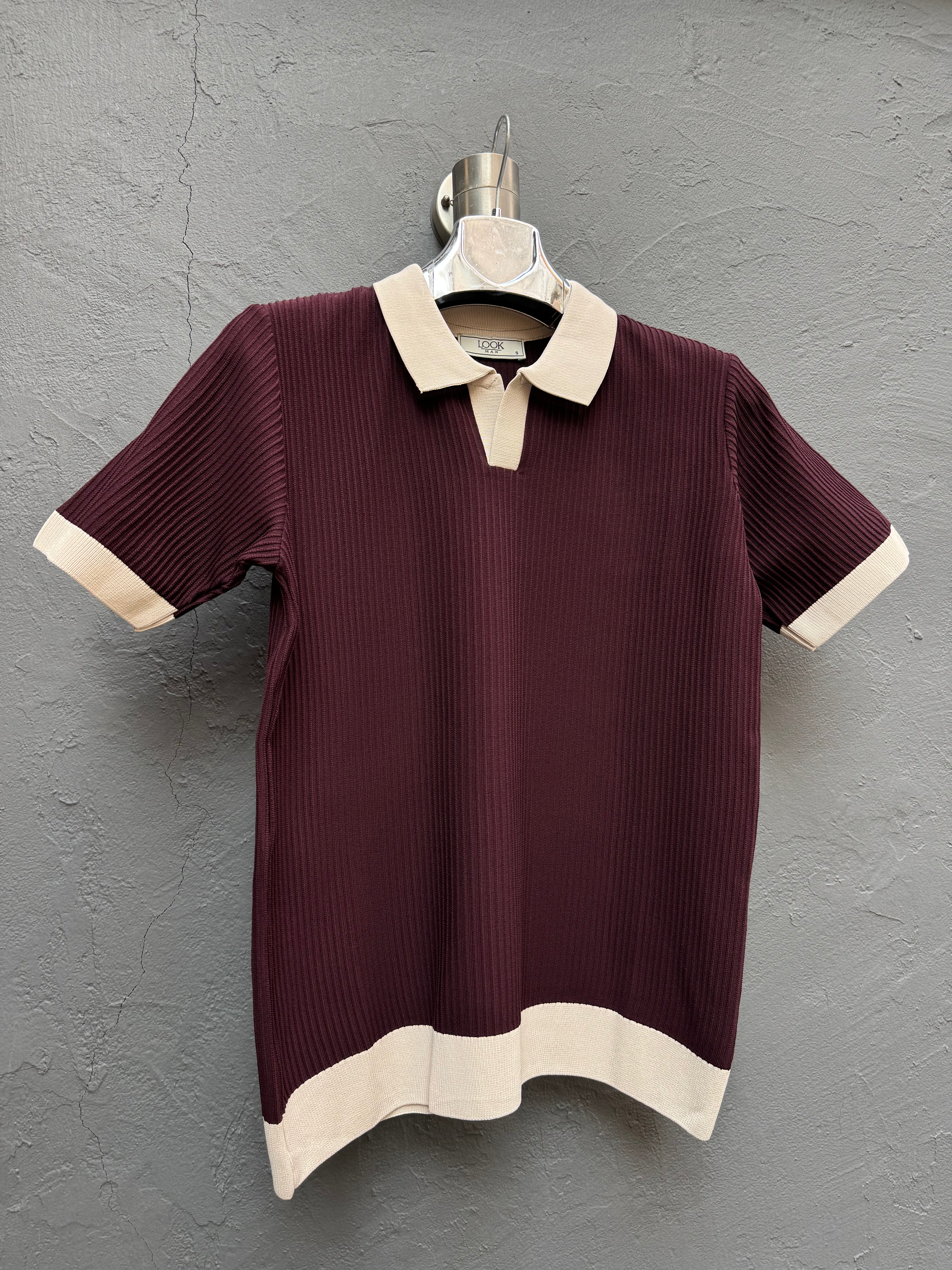 Polo Yaka Triko T-shirt Bordo