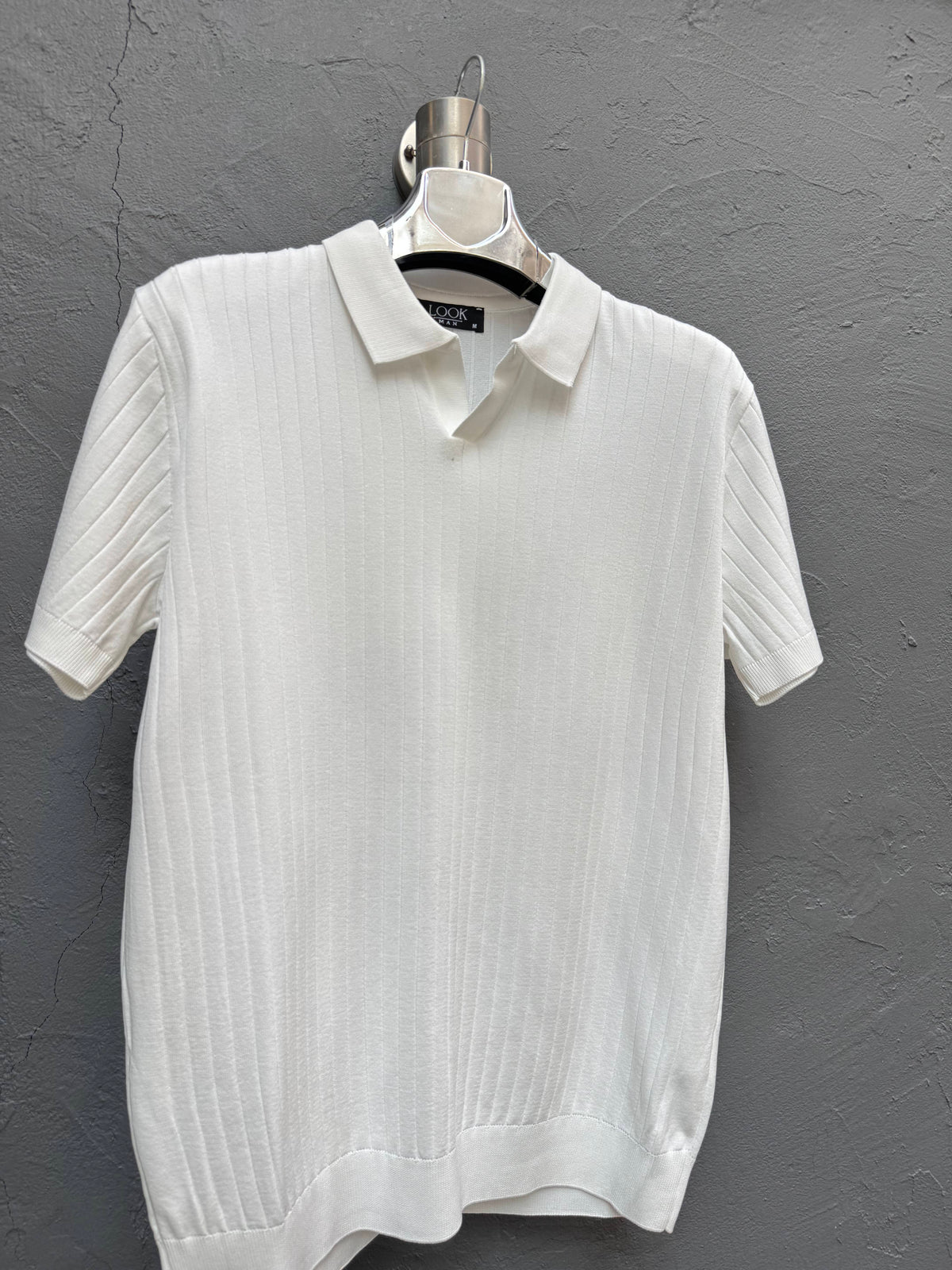 Polo Yaka Triko T-shirt Beyaz
