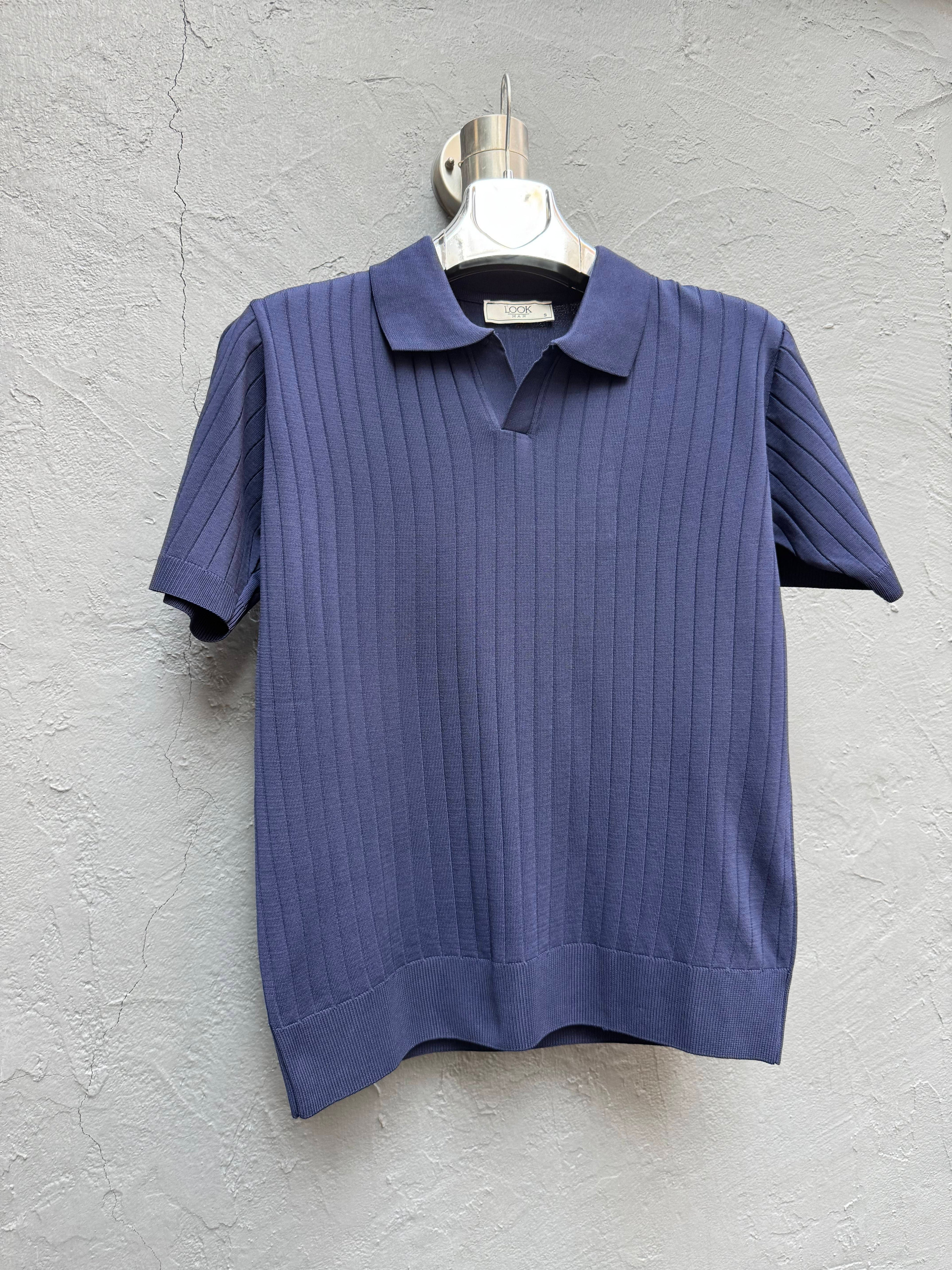 Polo Yaka Triko T-shirt Lacivert
