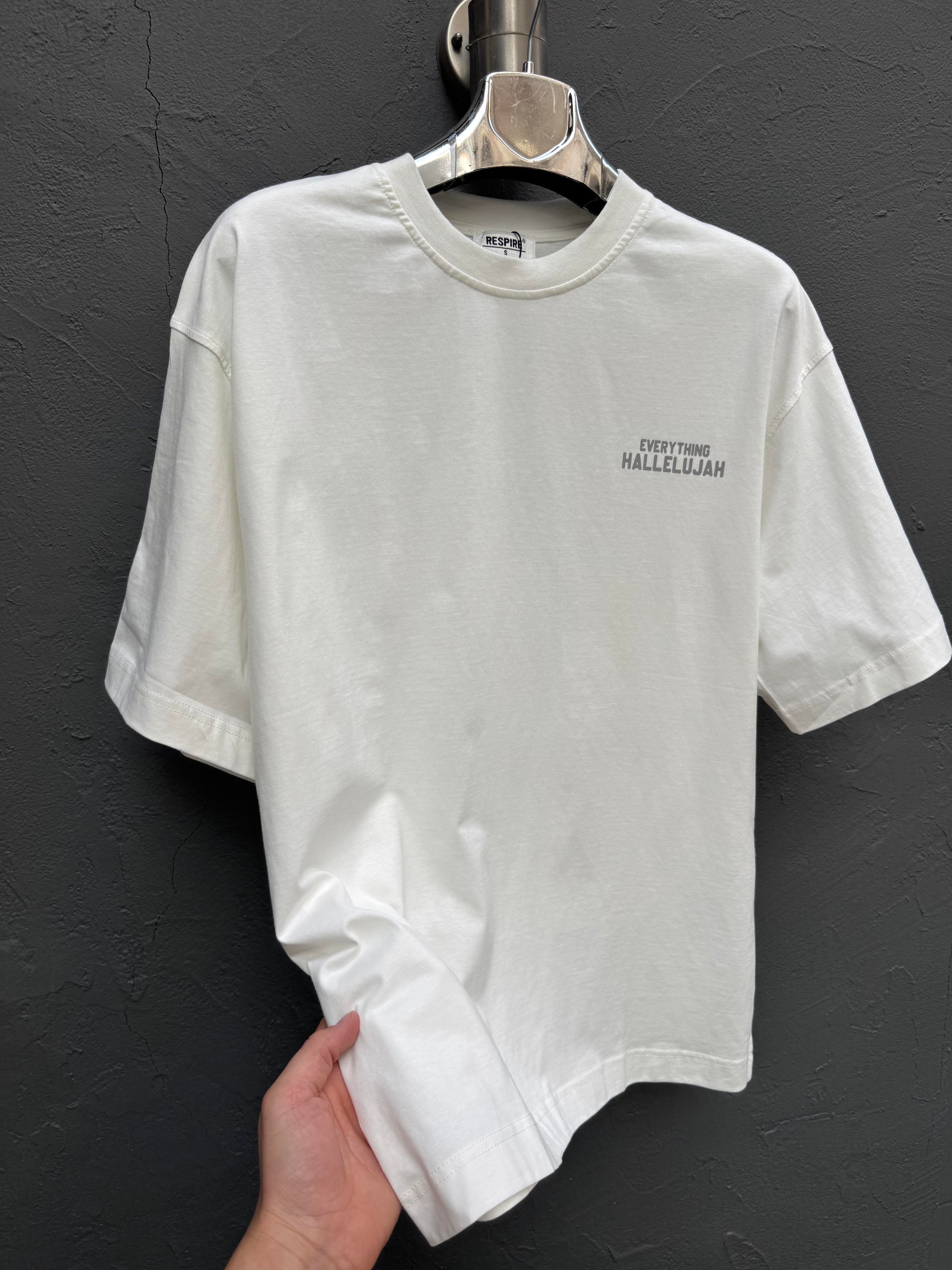 Sırt Baskılı T-shirt Beyaz