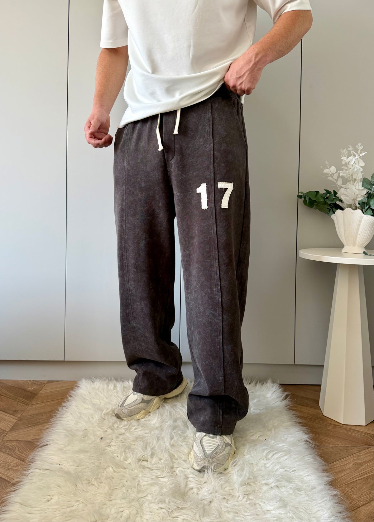 Kahve 17 Yıkamalı Bol Kalıp Eşofman