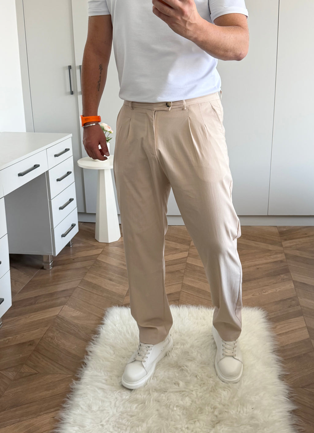 Gabardin Boyfriend Jogger Krem