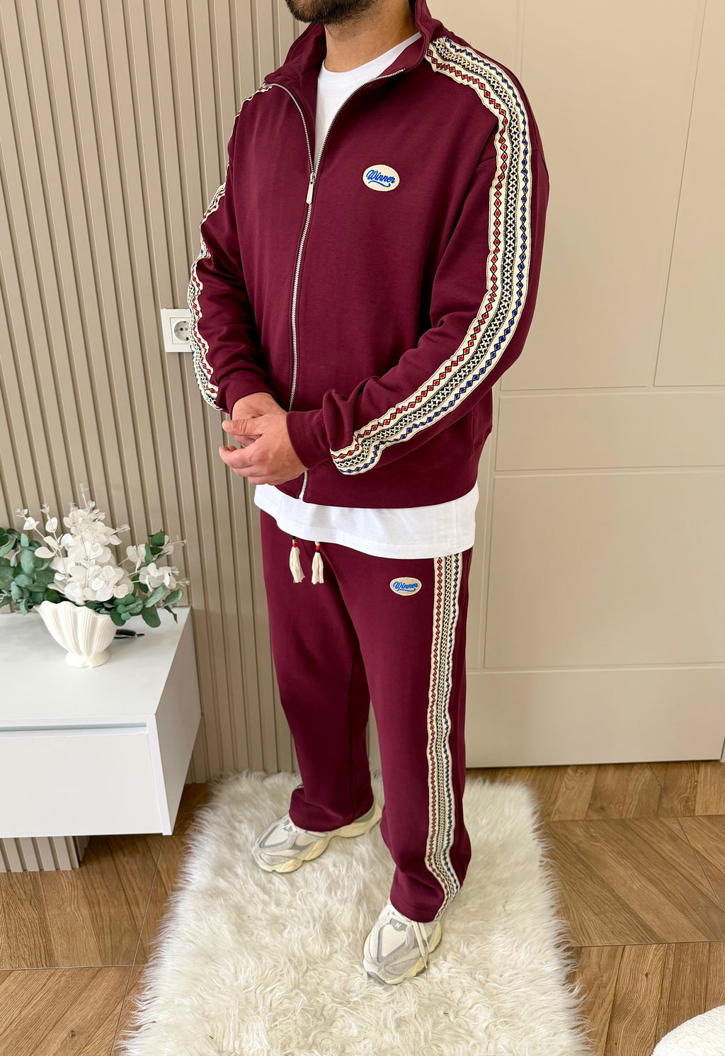 Bordo Etnik Desen Winner Takım