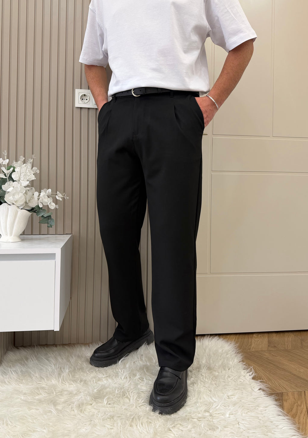 Baggy Kumaş Pantolon Siyah
