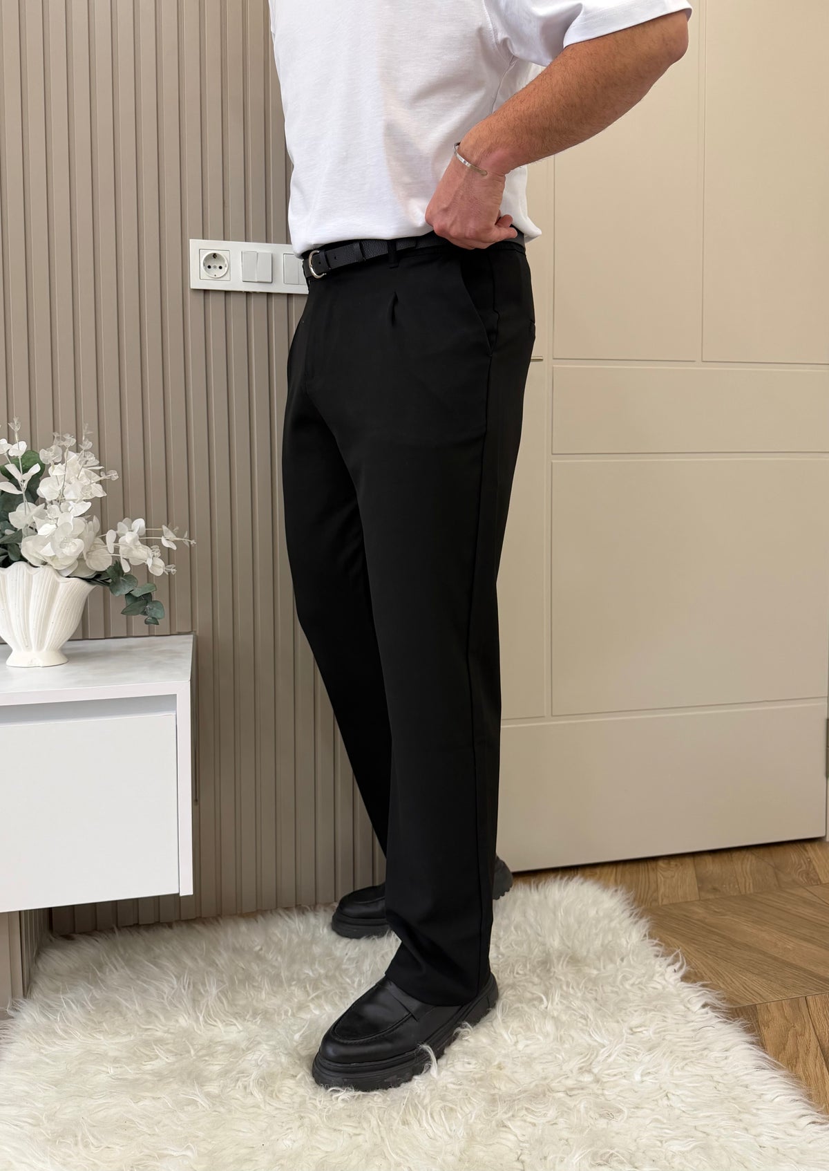 Baggy Kumaş Pantolon Siyah