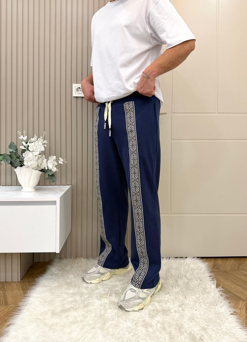 Lacivert Etnik Desen Baggy Eşofman
