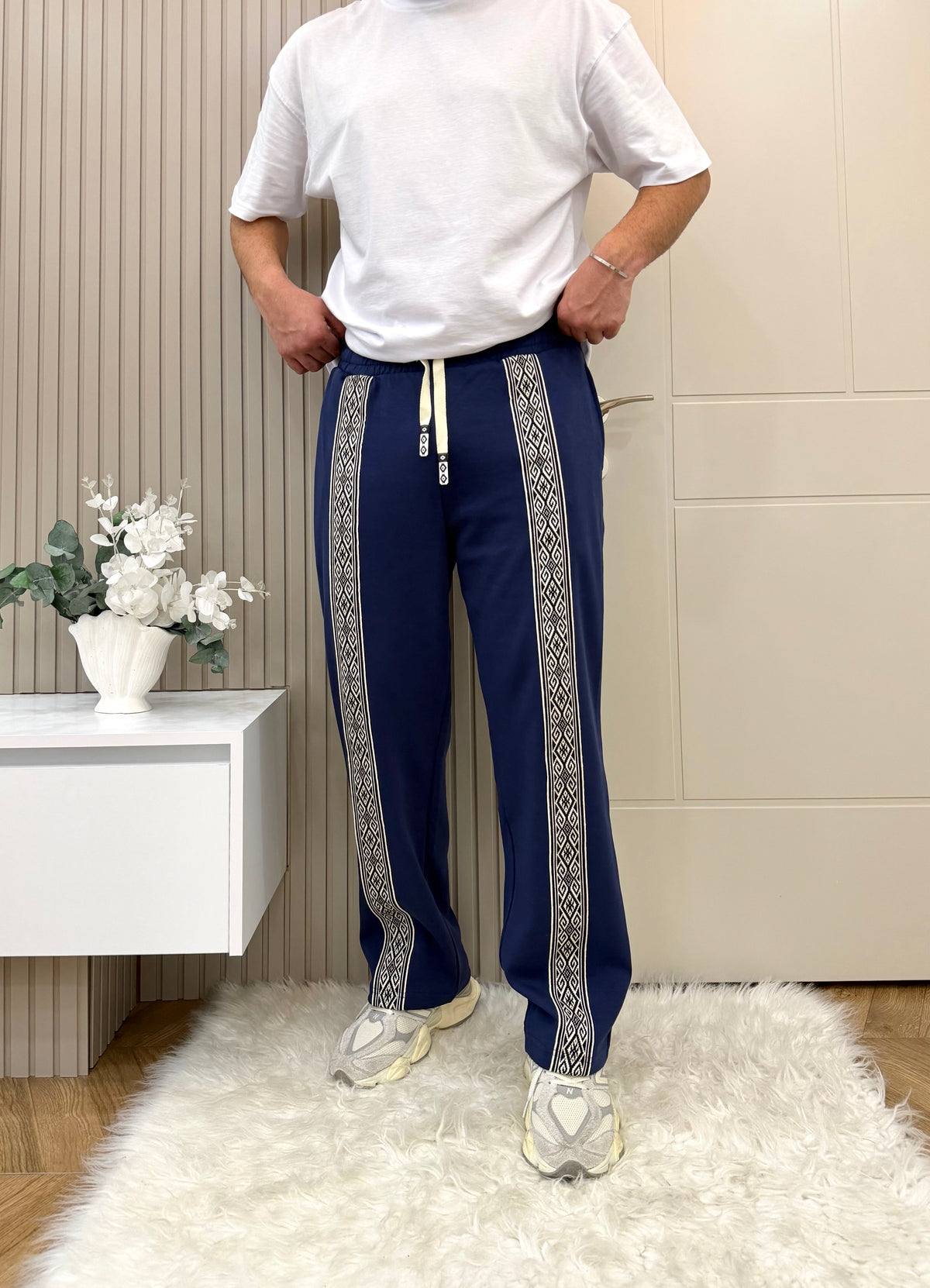 Lacivert Etnik Desen Baggy Eşofman