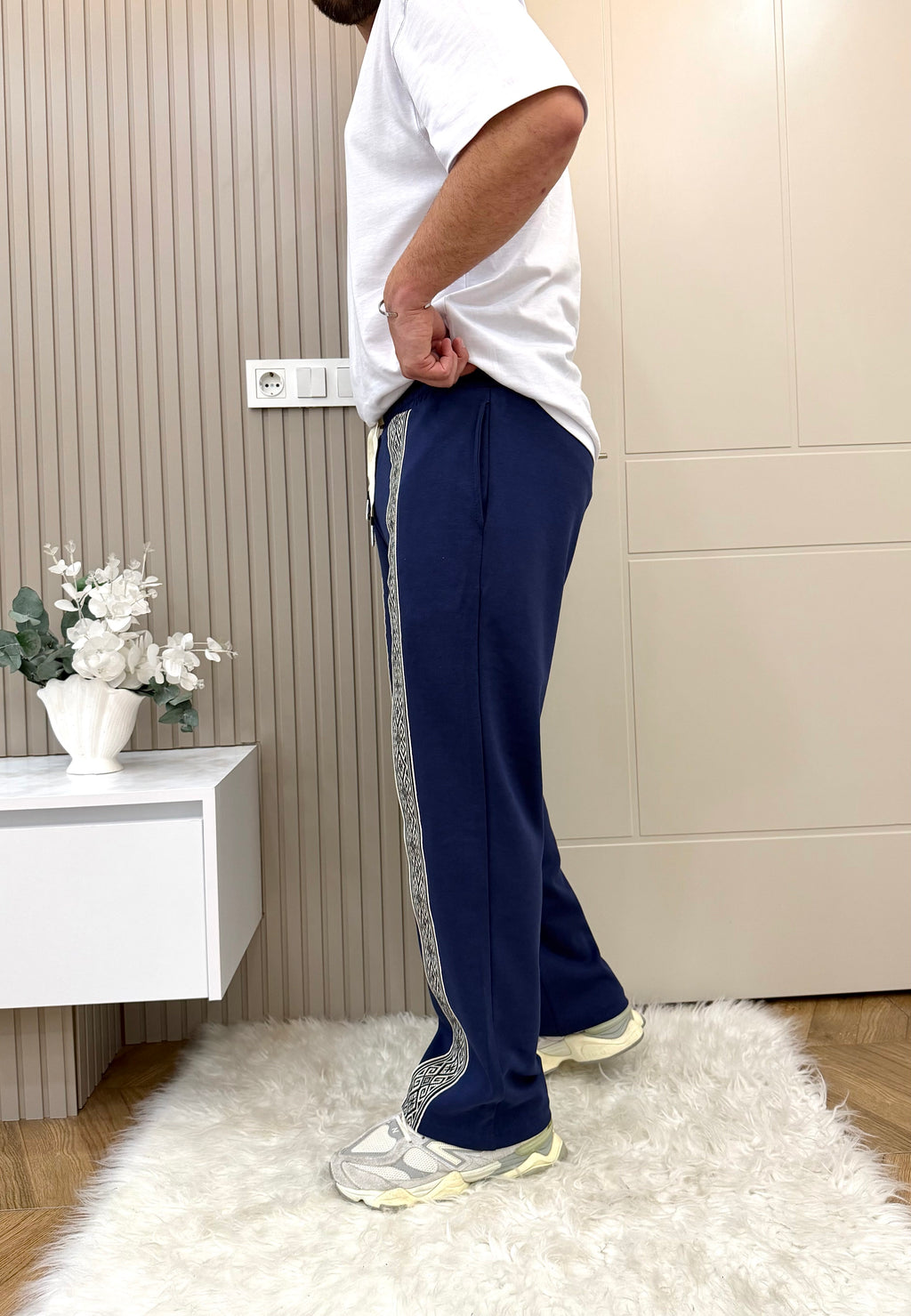 Lacivert Etnik Desen Baggy Eşofman