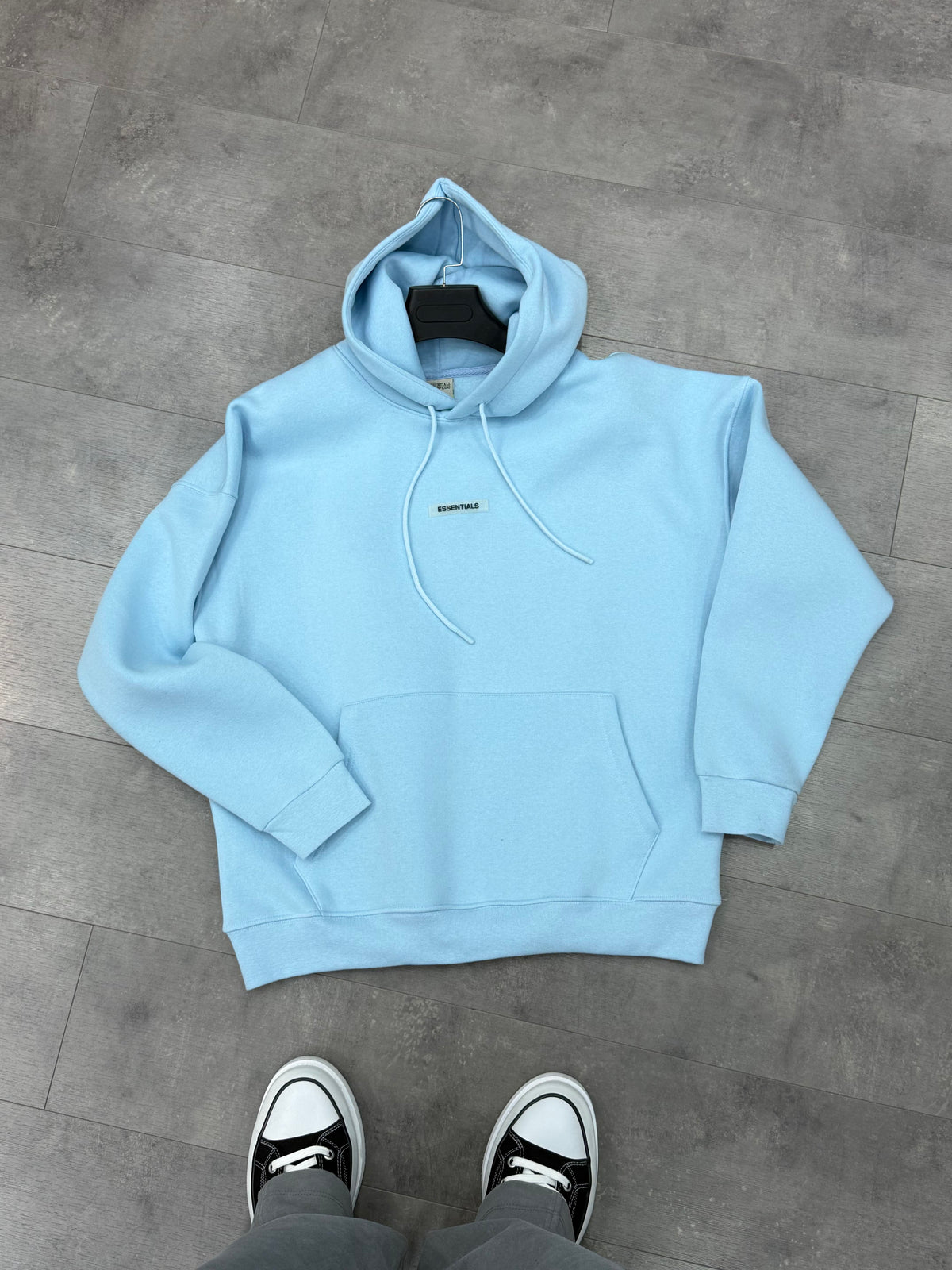 Oversize Kapüşonlu Sweat (Üç İplik Şardonlu) Mavi